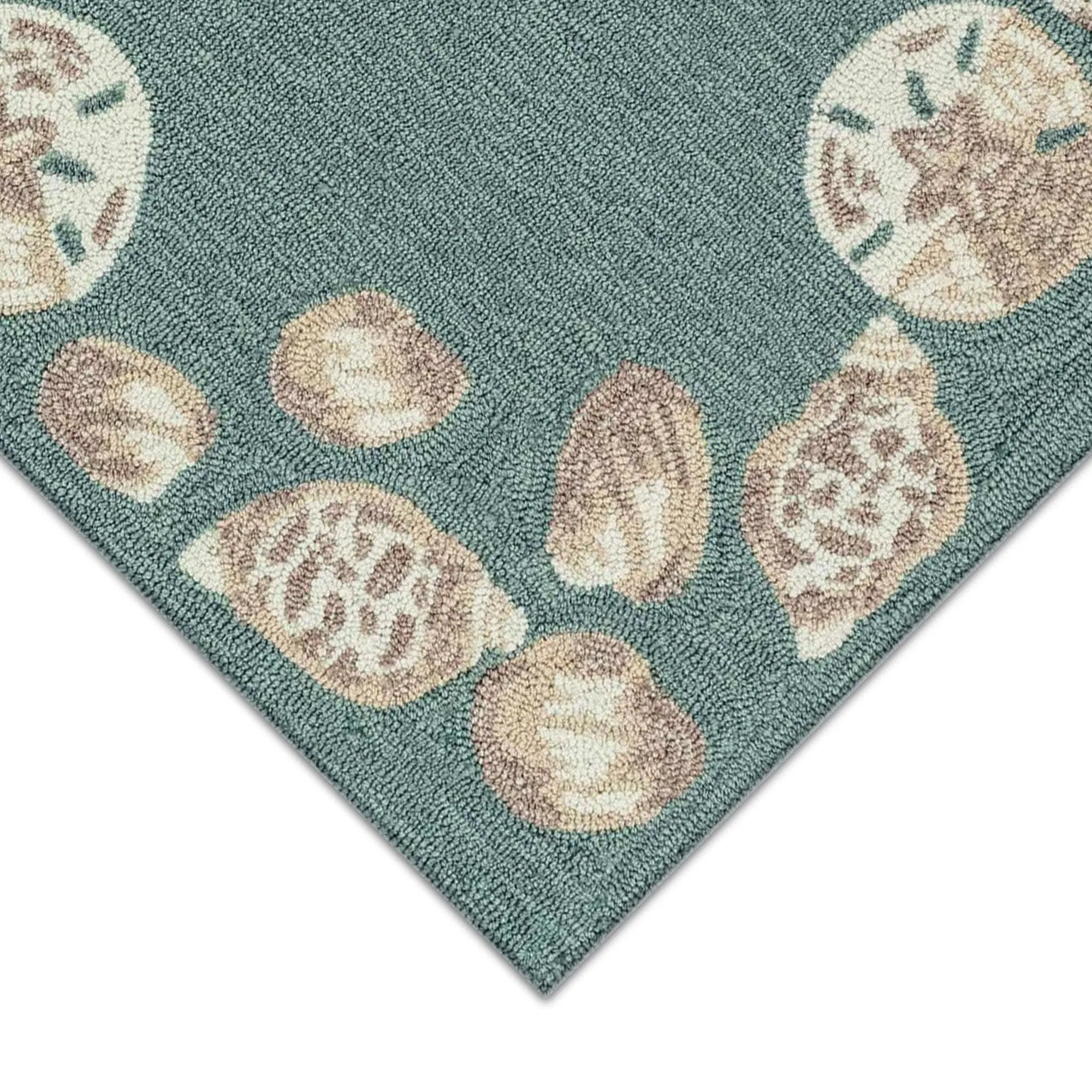 Liora Manne Capri Seashell Border Indoor/Outdoor Rug Aqua