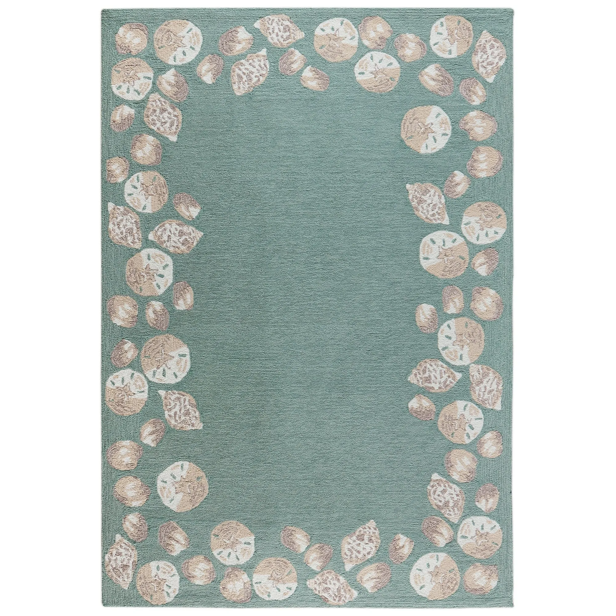Liora Manne Capri Seashell Border Indoor/Outdoor Rug Aqua