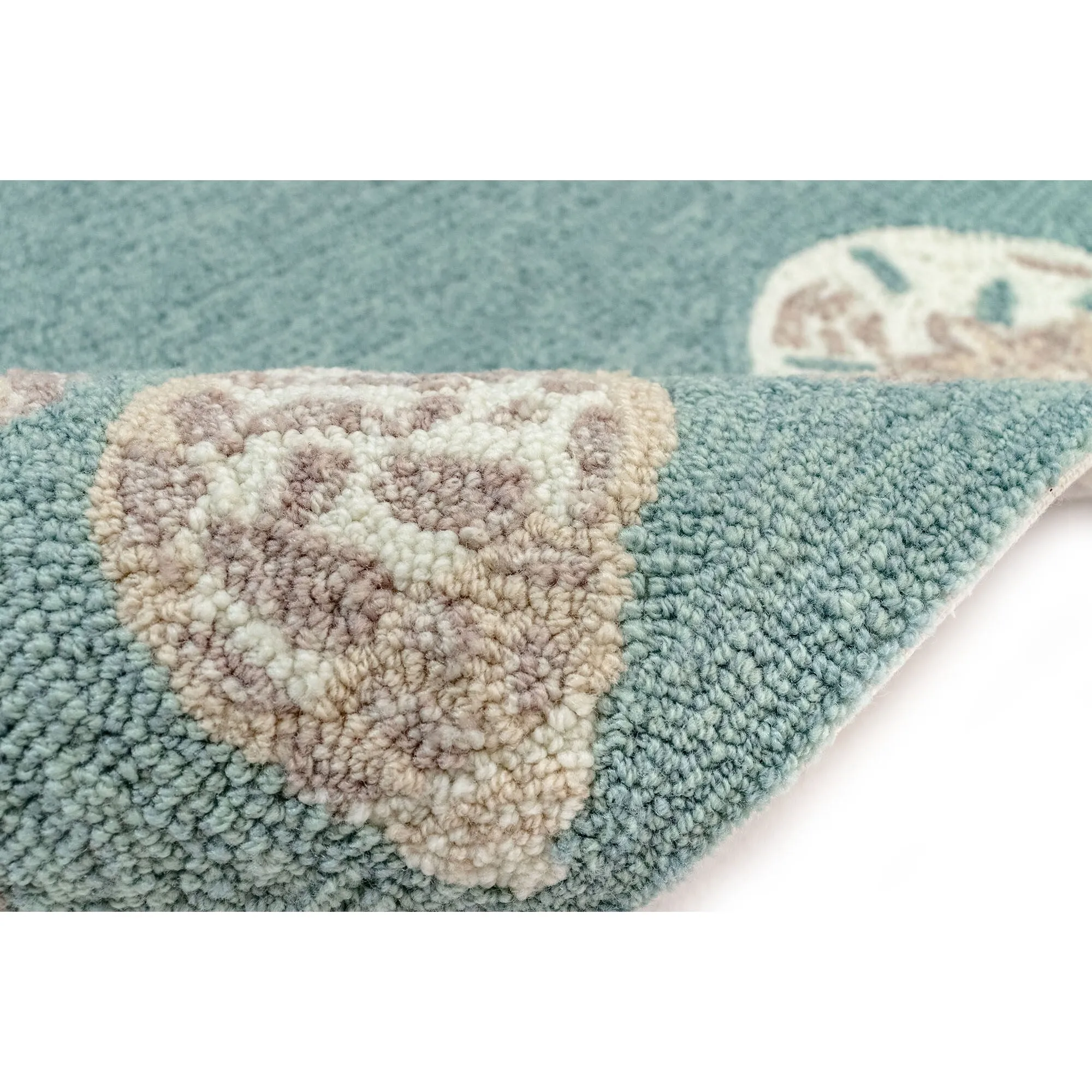 Liora Manne Capri Seashell Border Indoor/Outdoor Rug Aqua