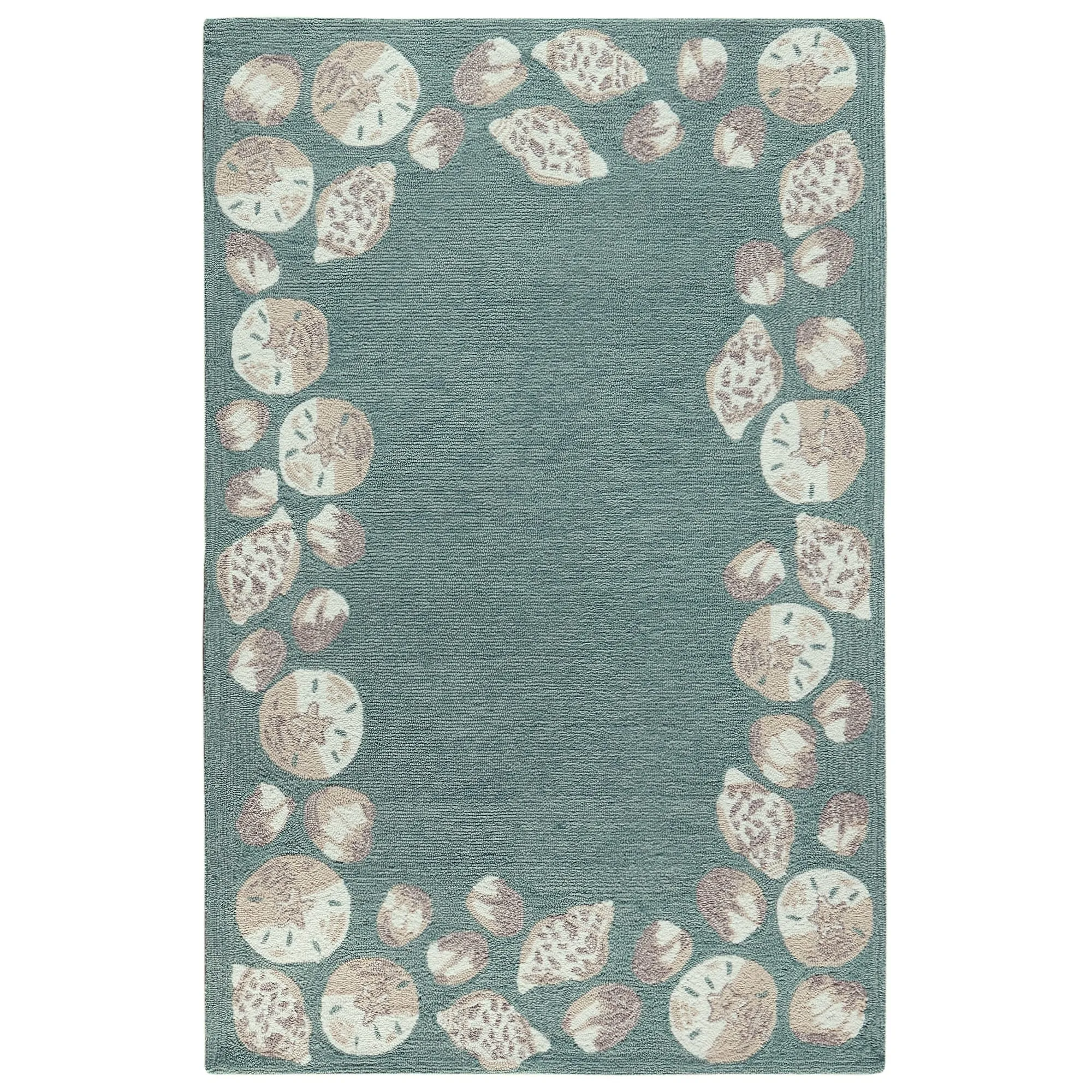 Liora Manne Capri Seashell Border Indoor/Outdoor Rug Aqua