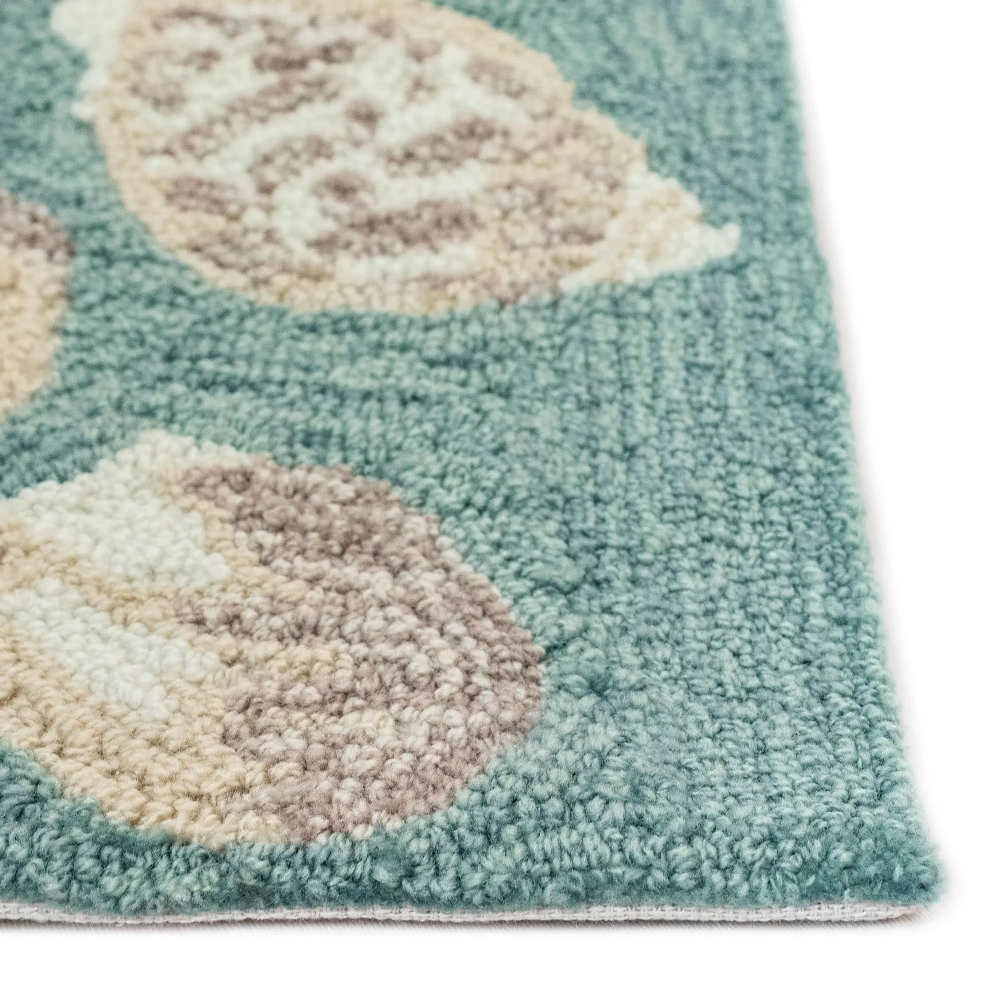 Liora Manne Capri Seashell Border Indoor/Outdoor Rug Aqua