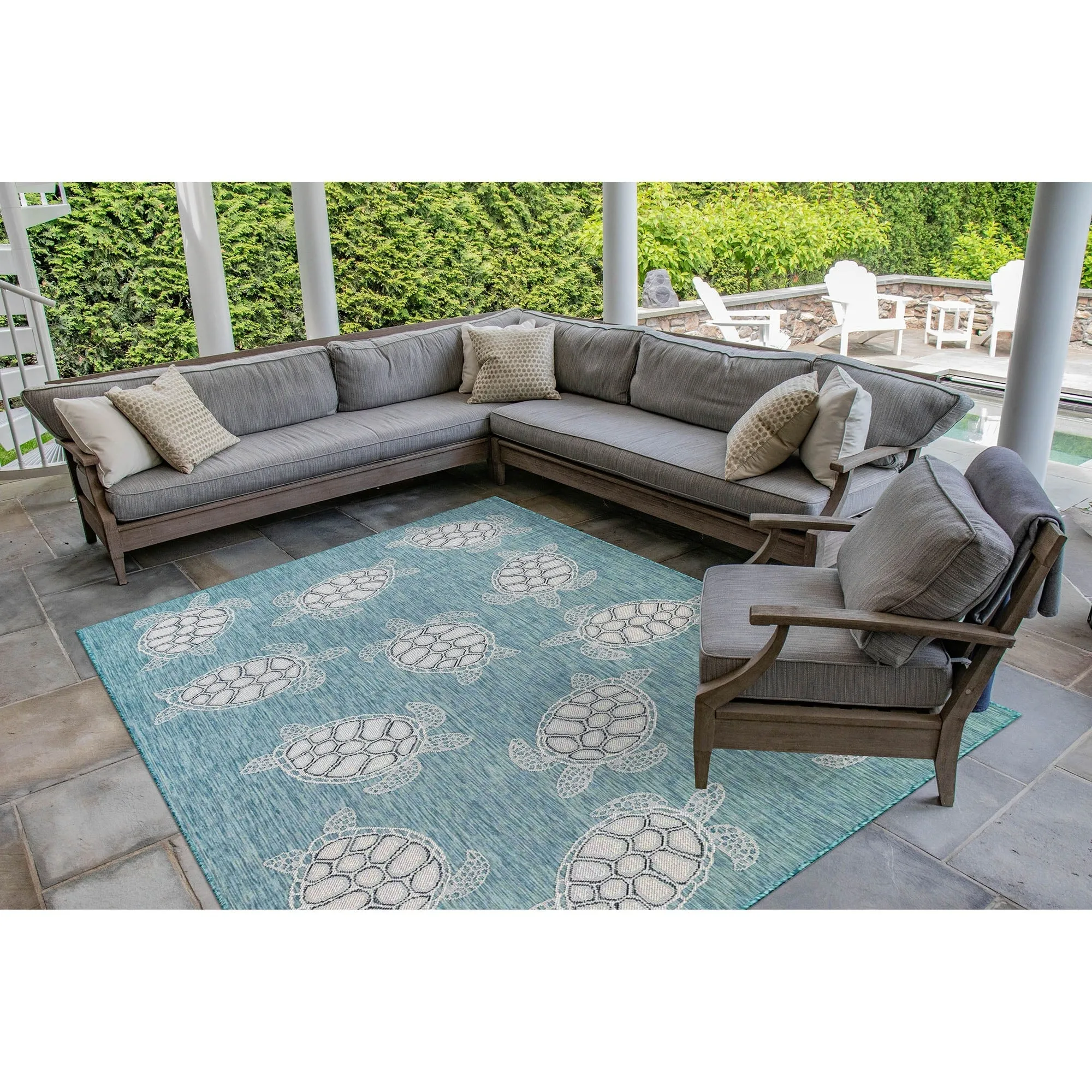 Liora Manne Carmel Collection Sea Turtles Indoor/ Outdoor Area Rug