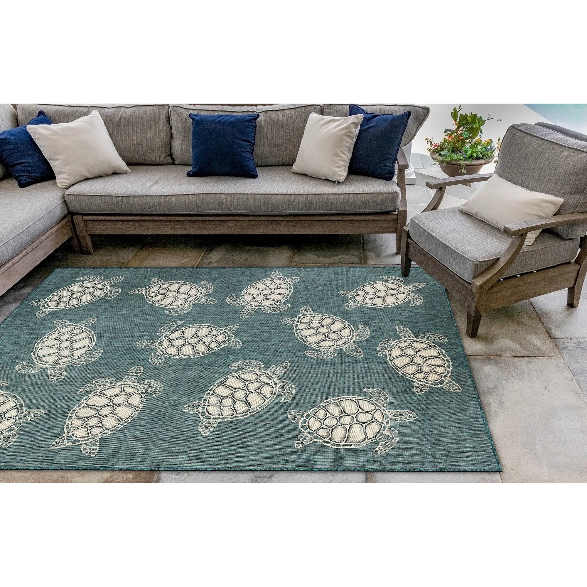 Liora Manne Carmel Collection Sea Turtles Indoor/ Outdoor Area Rug