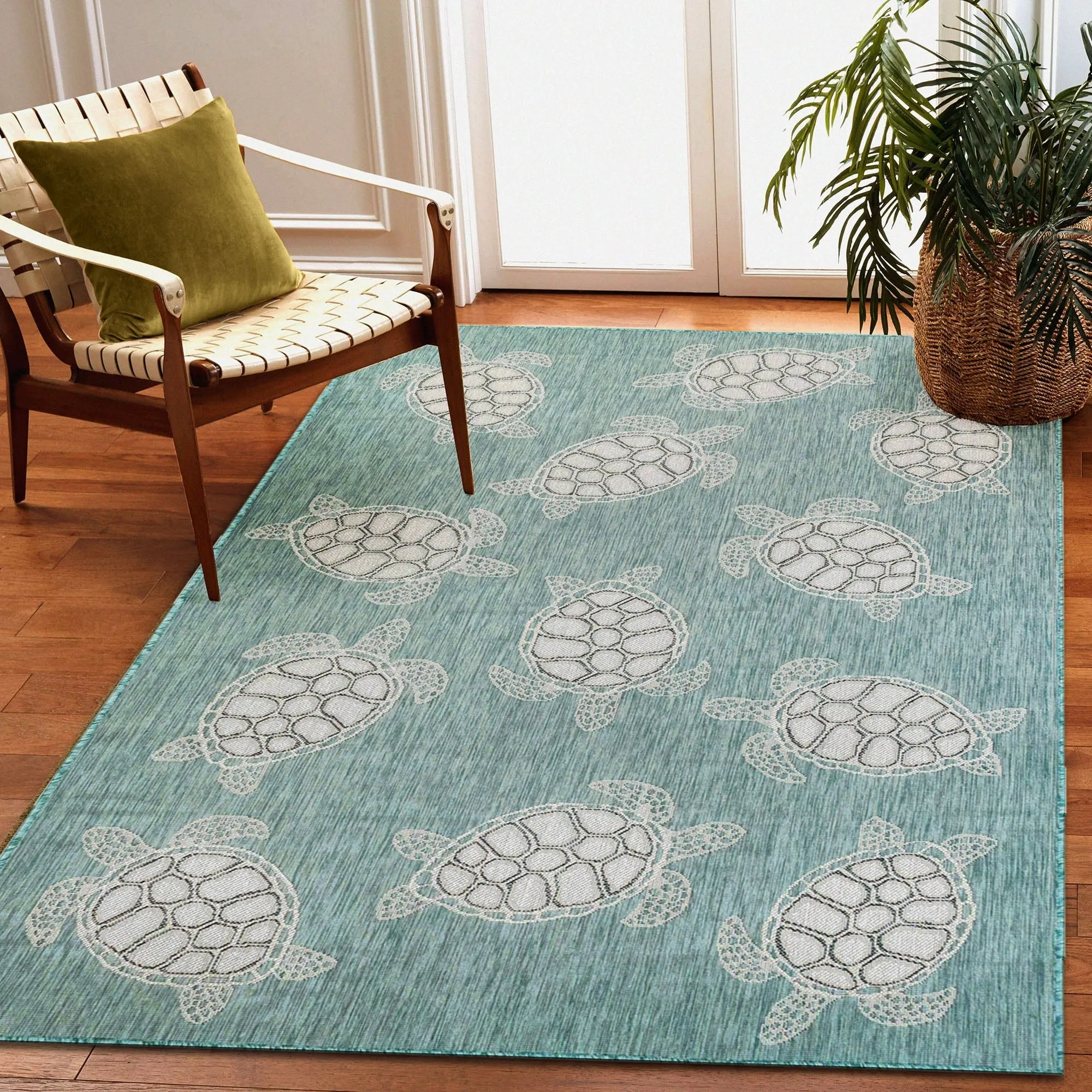 Liora Manne Carmel Collection Sea Turtles Indoor/ Outdoor Area Rug