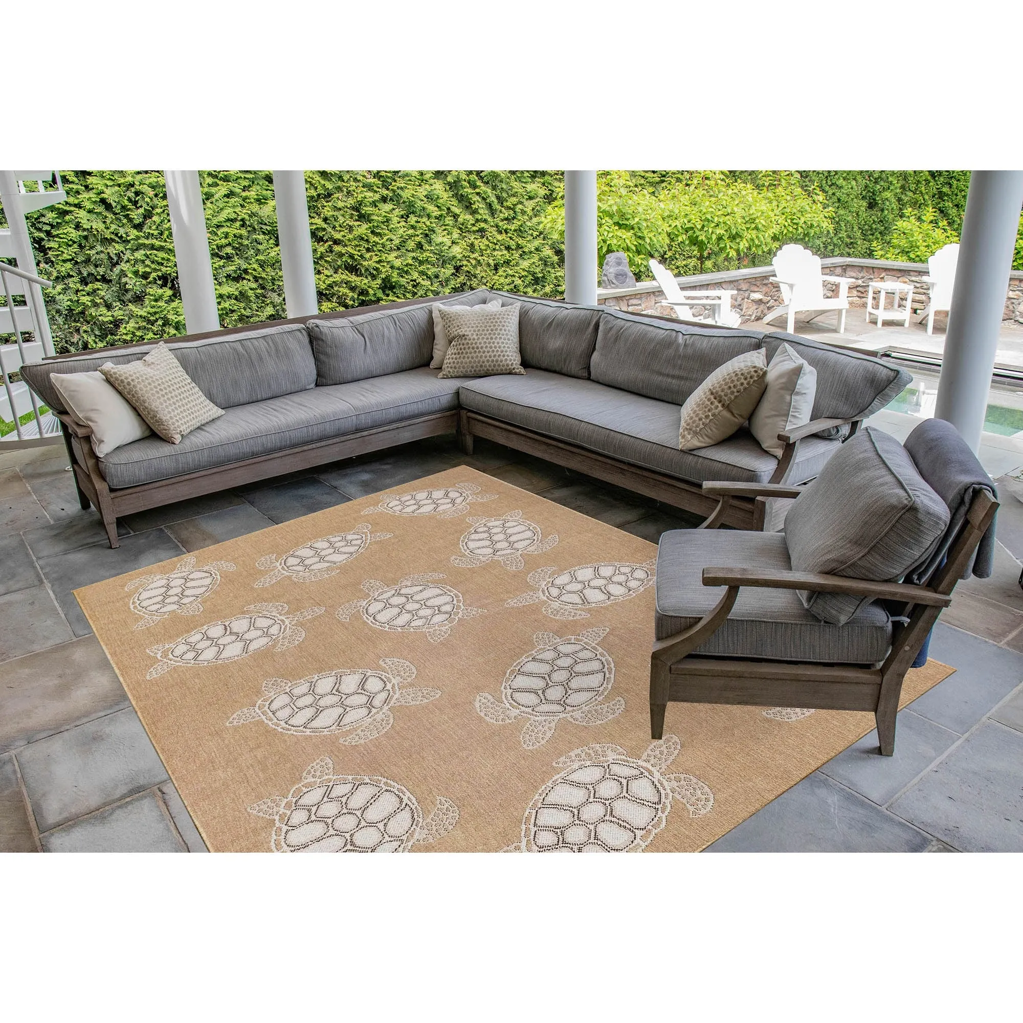Liora Manne Carmel Collection Sea Turtles Indoor/ Outdoor Area Rug