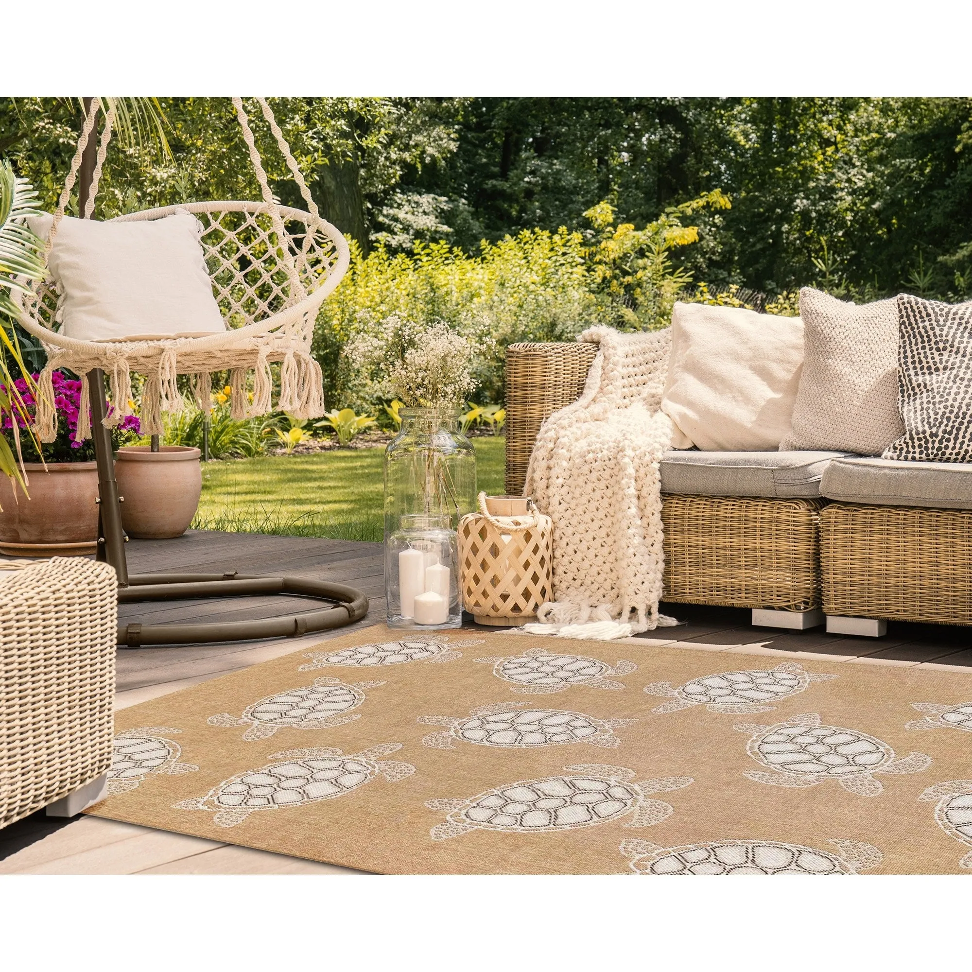 Liora Manne Carmel Collection Sea Turtles Indoor/ Outdoor Area Rug
