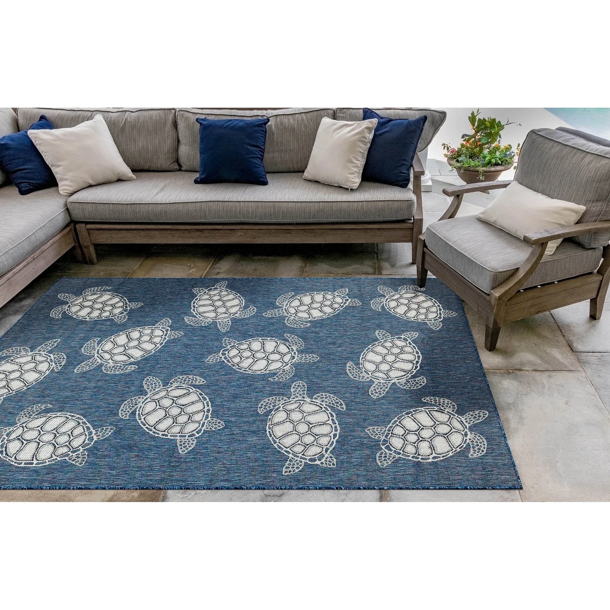 Liora Manne Carmel Collection Sea Turtles Indoor/ Outdoor Area Rug
