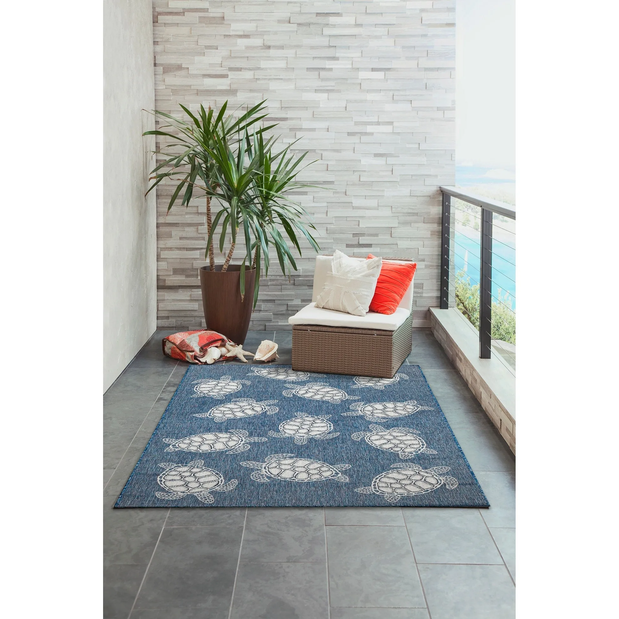 Liora Manne Carmel Collection Sea Turtles Indoor/ Outdoor Area Rug