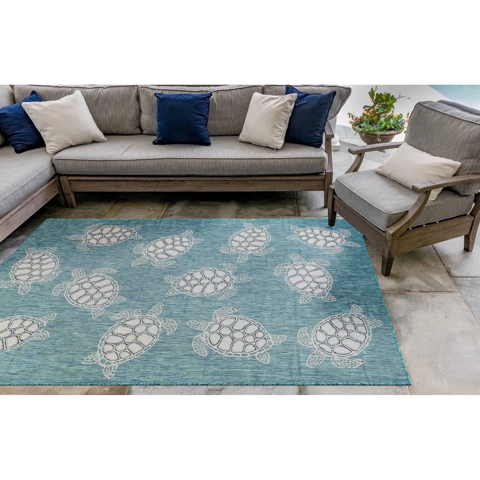 Liora Manne Carmel Collection Sea Turtles Indoor/ Outdoor Area Rug