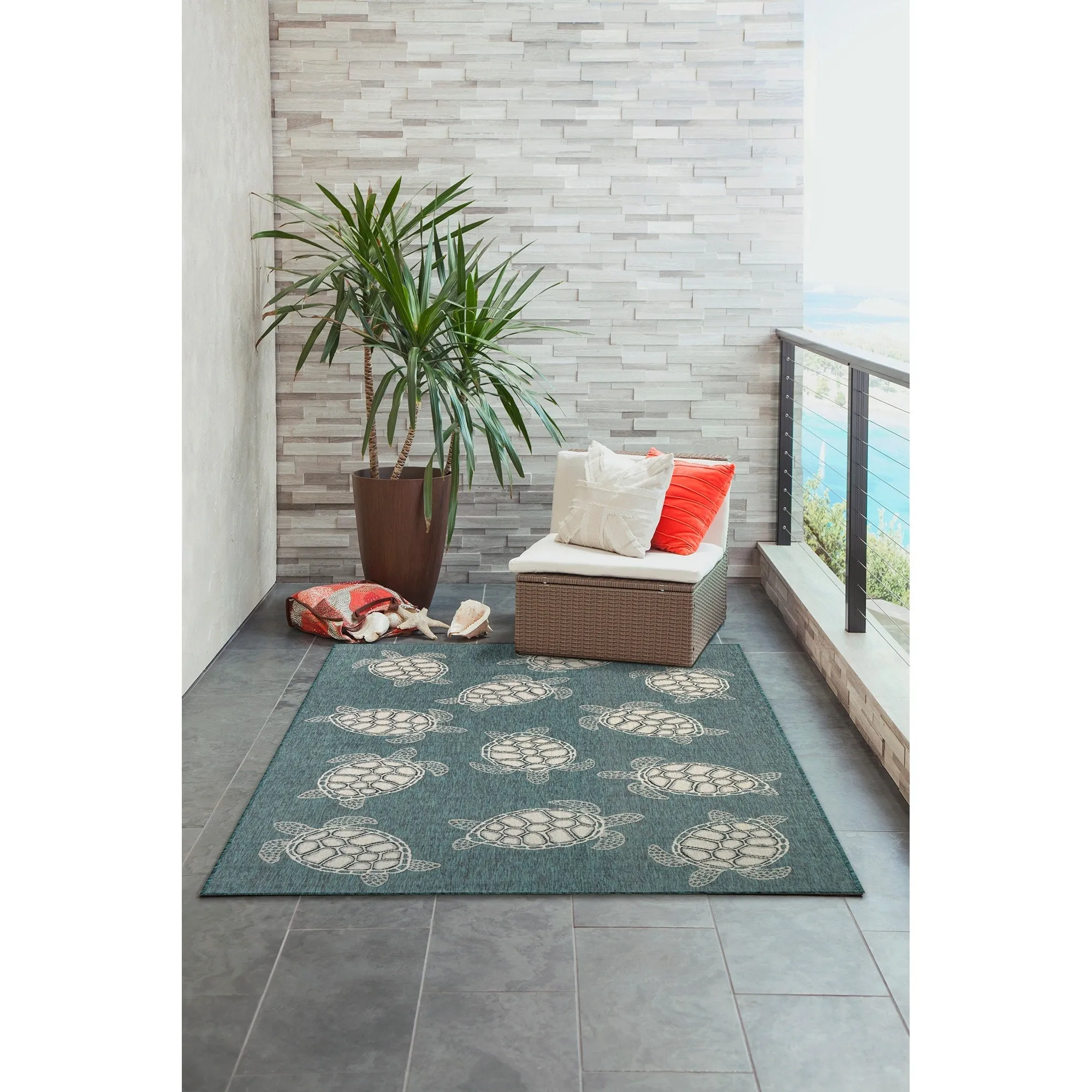 Liora Manne Carmel Collection Sea Turtles Indoor/ Outdoor Area Rug