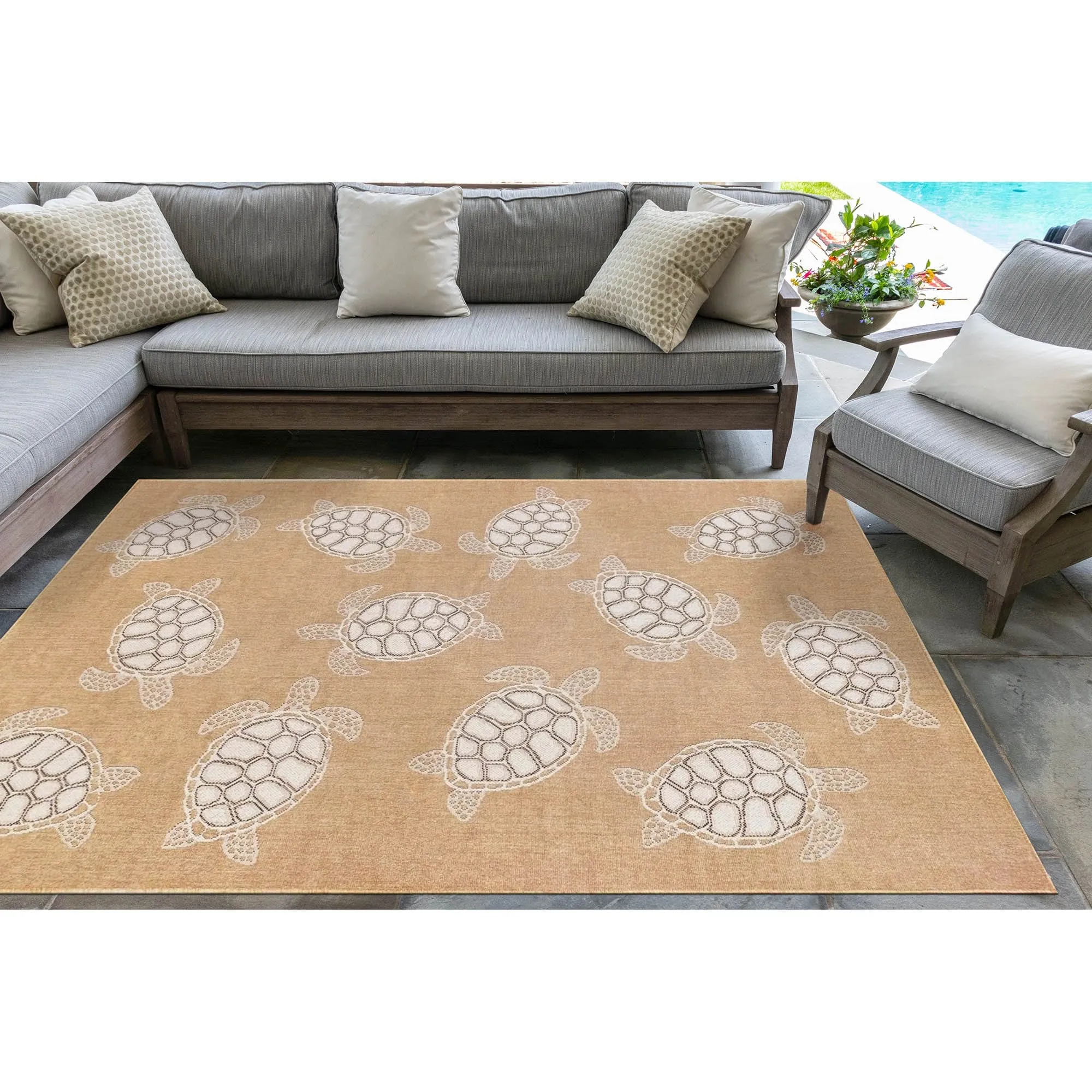 Liora Manne Carmel Collection Sea Turtles Indoor/ Outdoor Area Rug