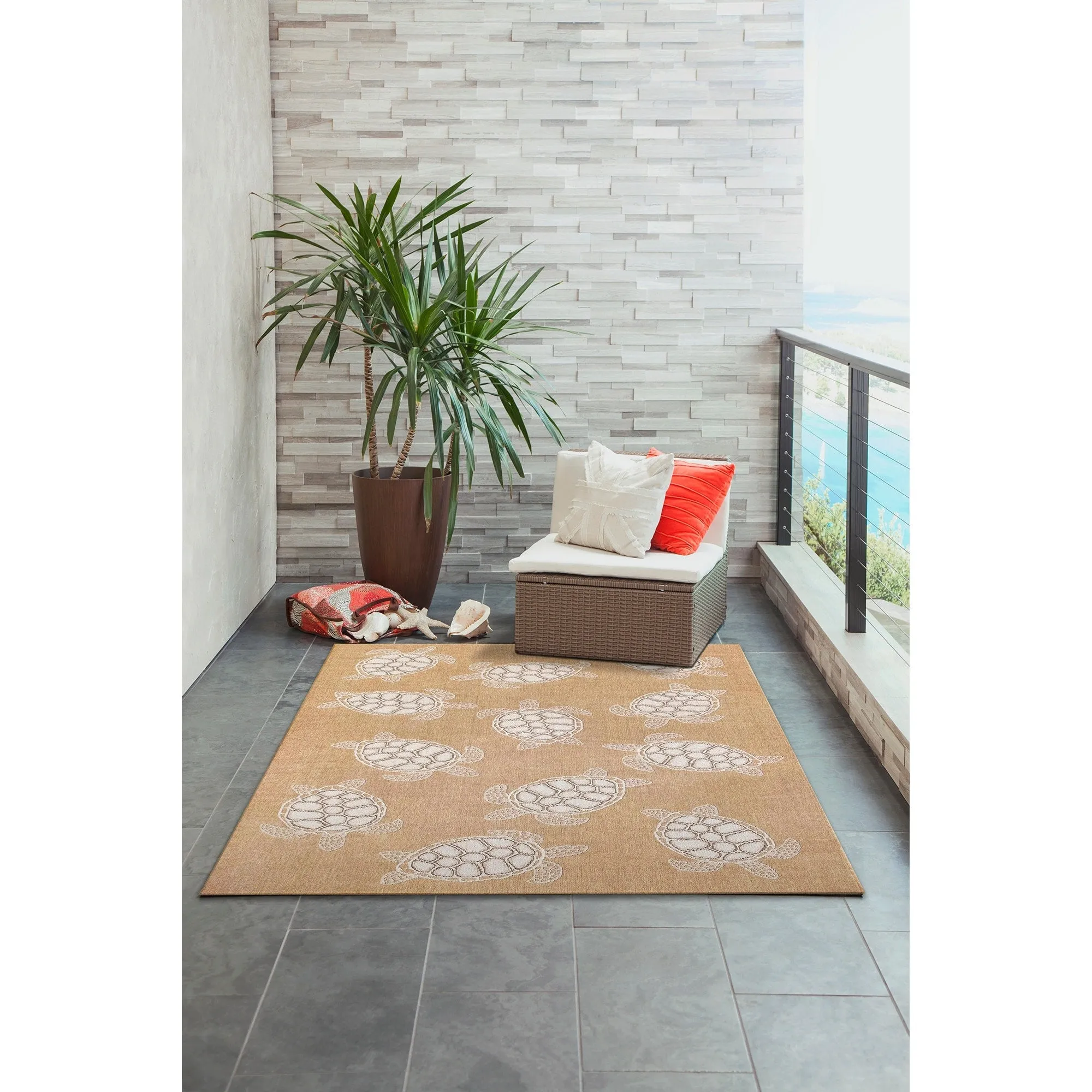 Liora Manne Carmel Collection Sea Turtles Indoor/ Outdoor Area Rug