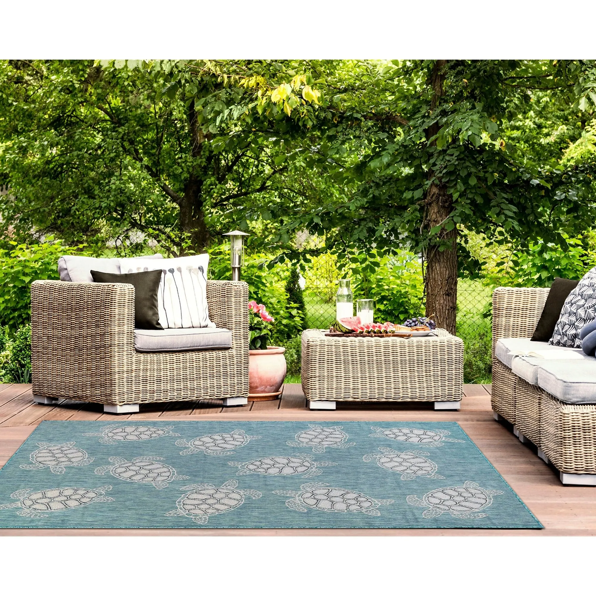 Liora Manne Carmel Collection Sea Turtles Indoor/ Outdoor Area Rug