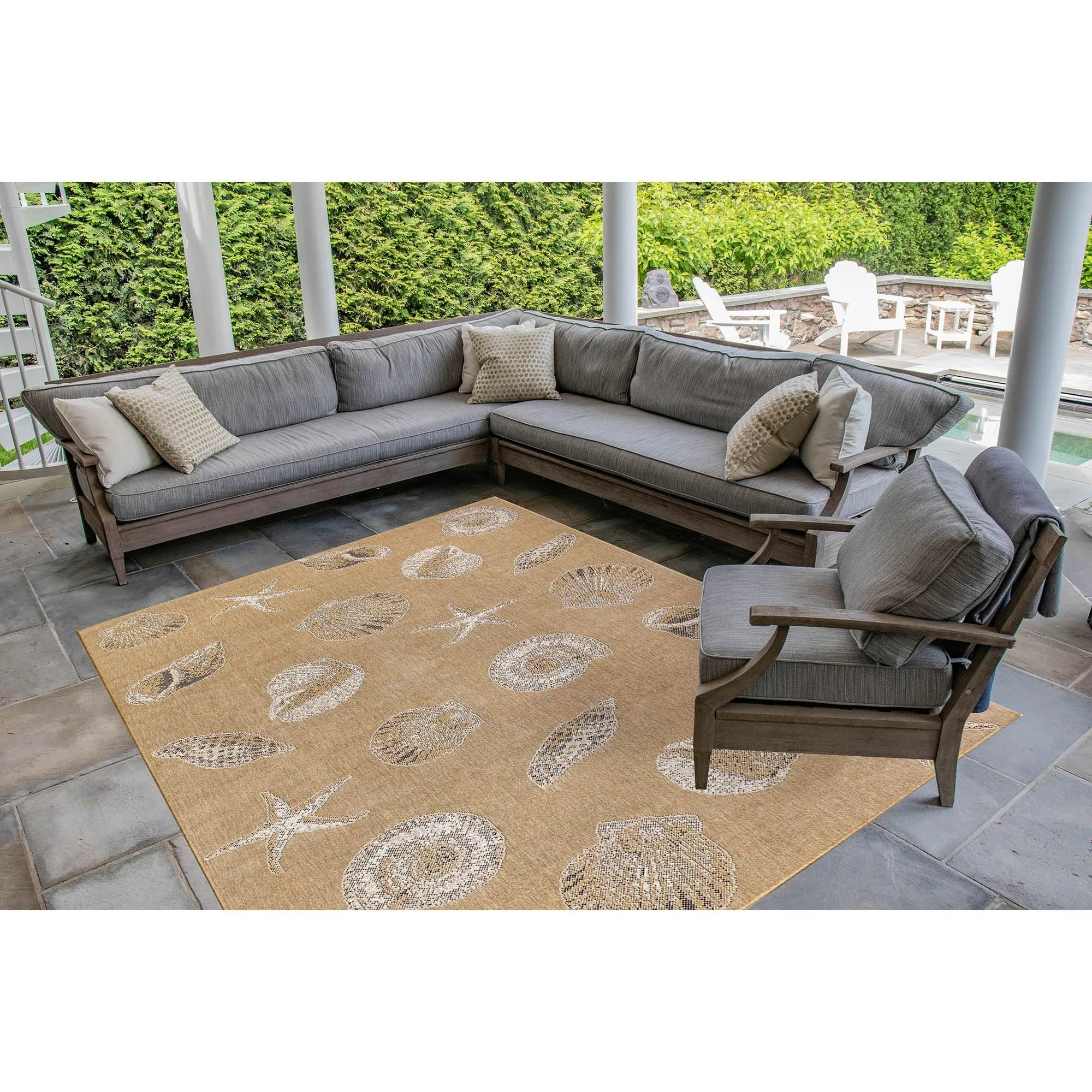 Liora Manne Carmel Shells Casual Indoor/ Outdoor Flat Area Rug
