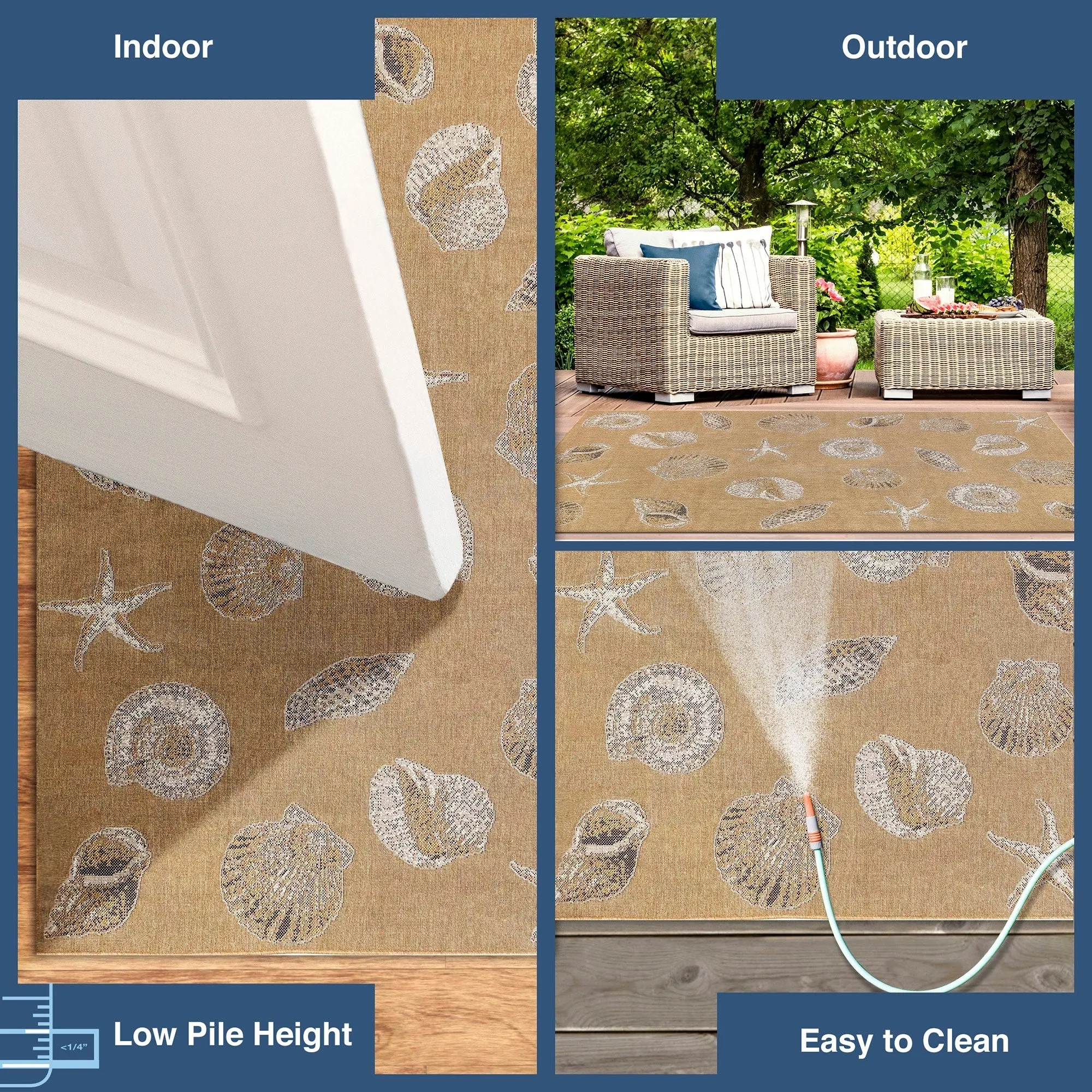 Liora Manne Carmel Shells Casual Indoor/ Outdoor Flat Area Rug