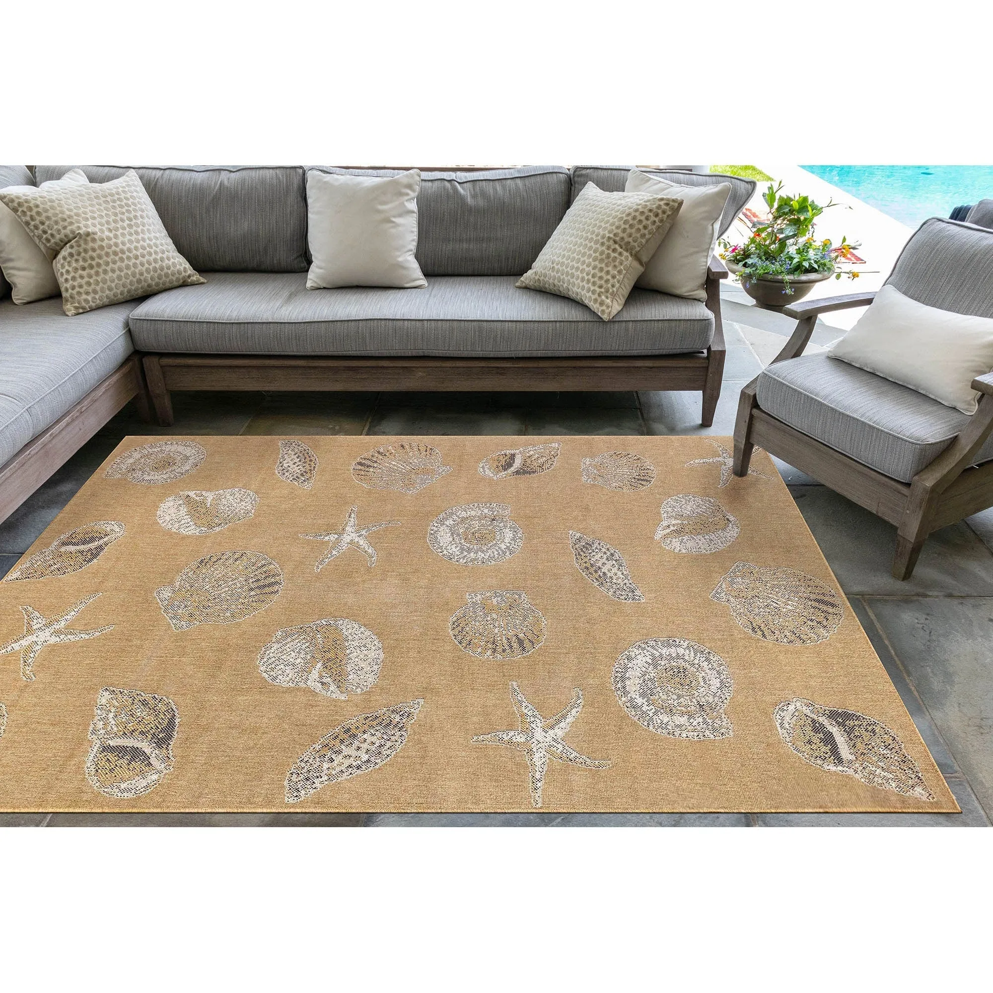 Liora Manne Carmel Shells Casual Indoor/ Outdoor Flat Area Rug