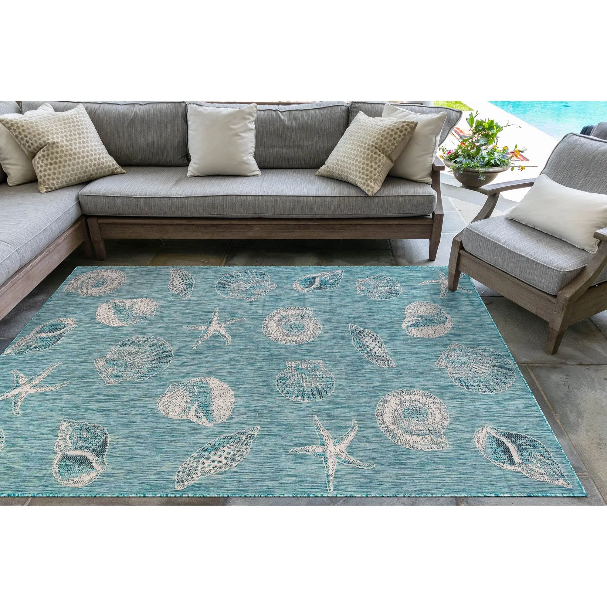 Liora Manne Carmel Shells Casual Indoor/ Outdoor Flat Area Rug