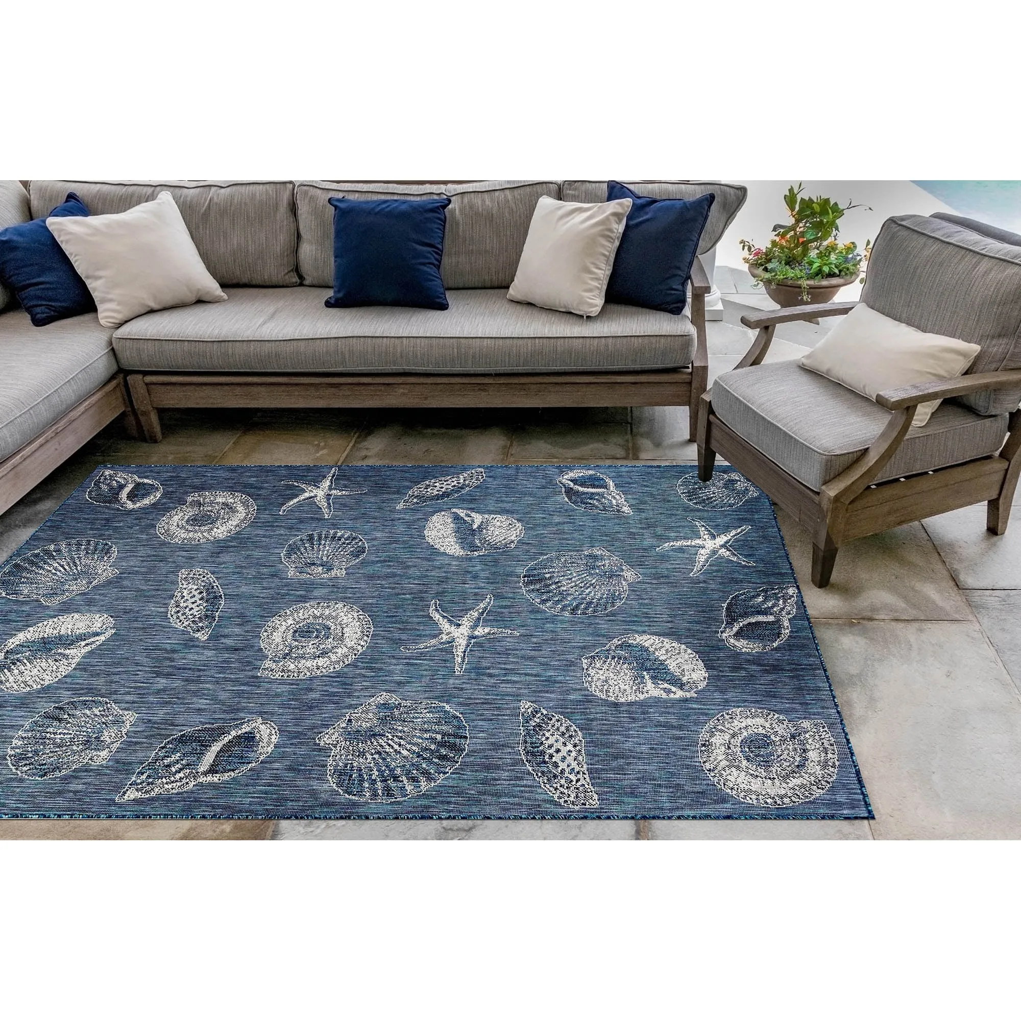 Liora Manne Carmel Shells Casual Indoor/ Outdoor Flat Area Rug
