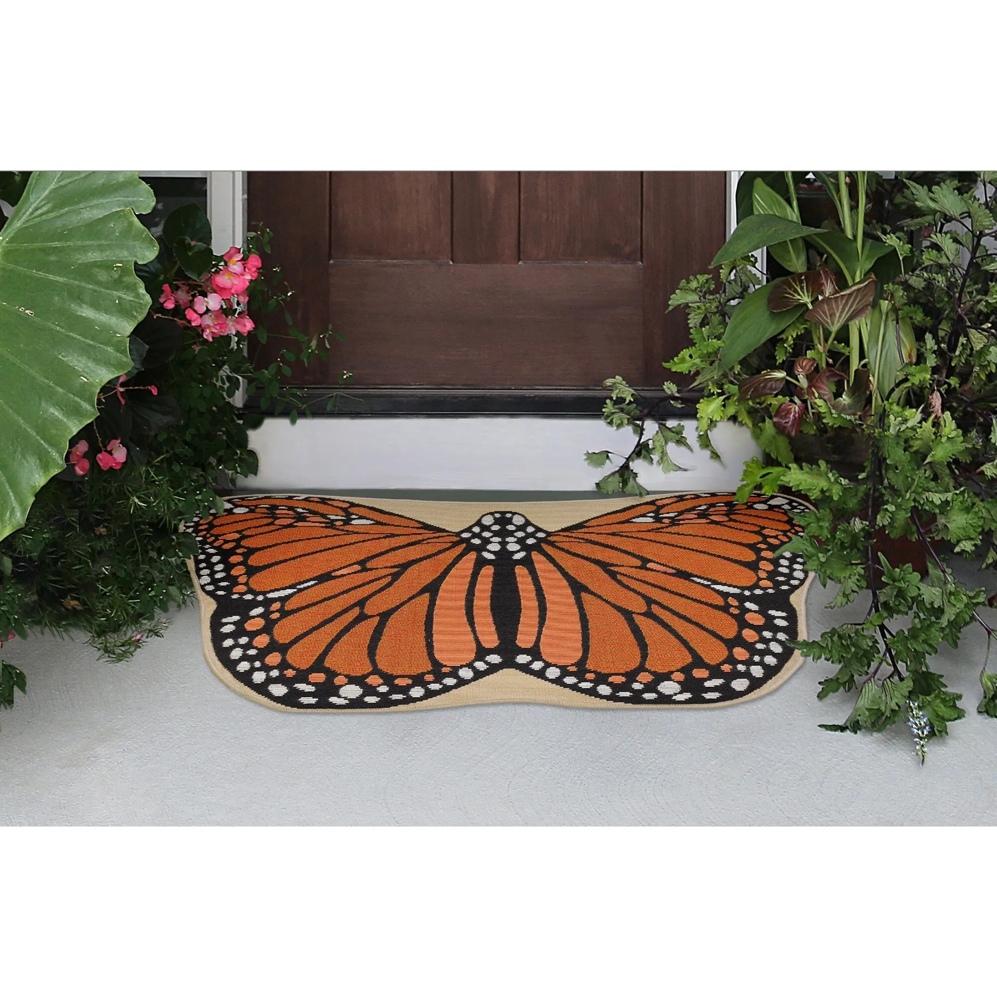 Liora Manne Esencia Monarch Indoor/Outdoor Mat Orange 3'3 x 1'9 SHAPED - 3'3 x 1'9 SHAPED
