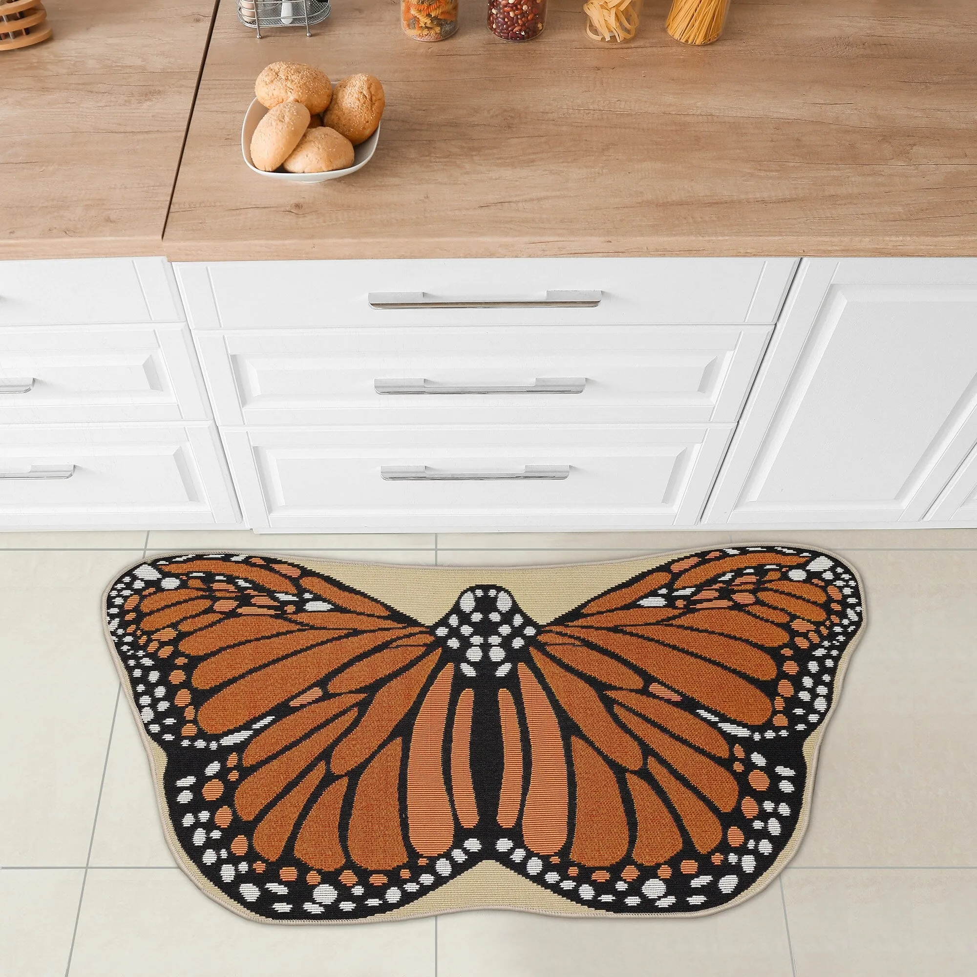 Liora Manne Esencia Monarch Indoor/Outdoor Mat Orange 3'3 x 1'9 SHAPED - 3'3 x 1'9 SHAPED