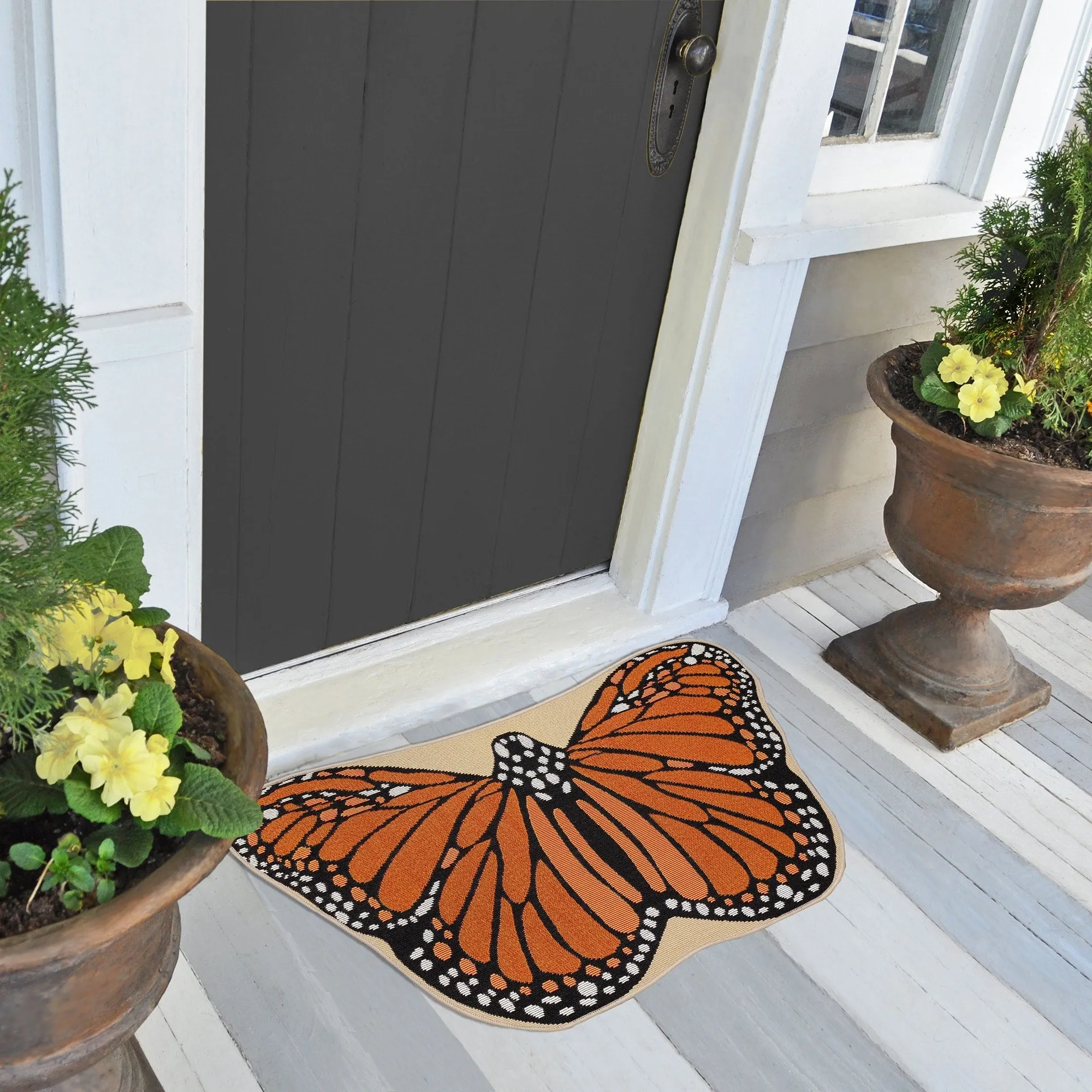 Liora Manne Esencia Monarch Indoor/Outdoor Mat Orange 3'3 x 1'9 SHAPED - 3'3 x 1'9 SHAPED