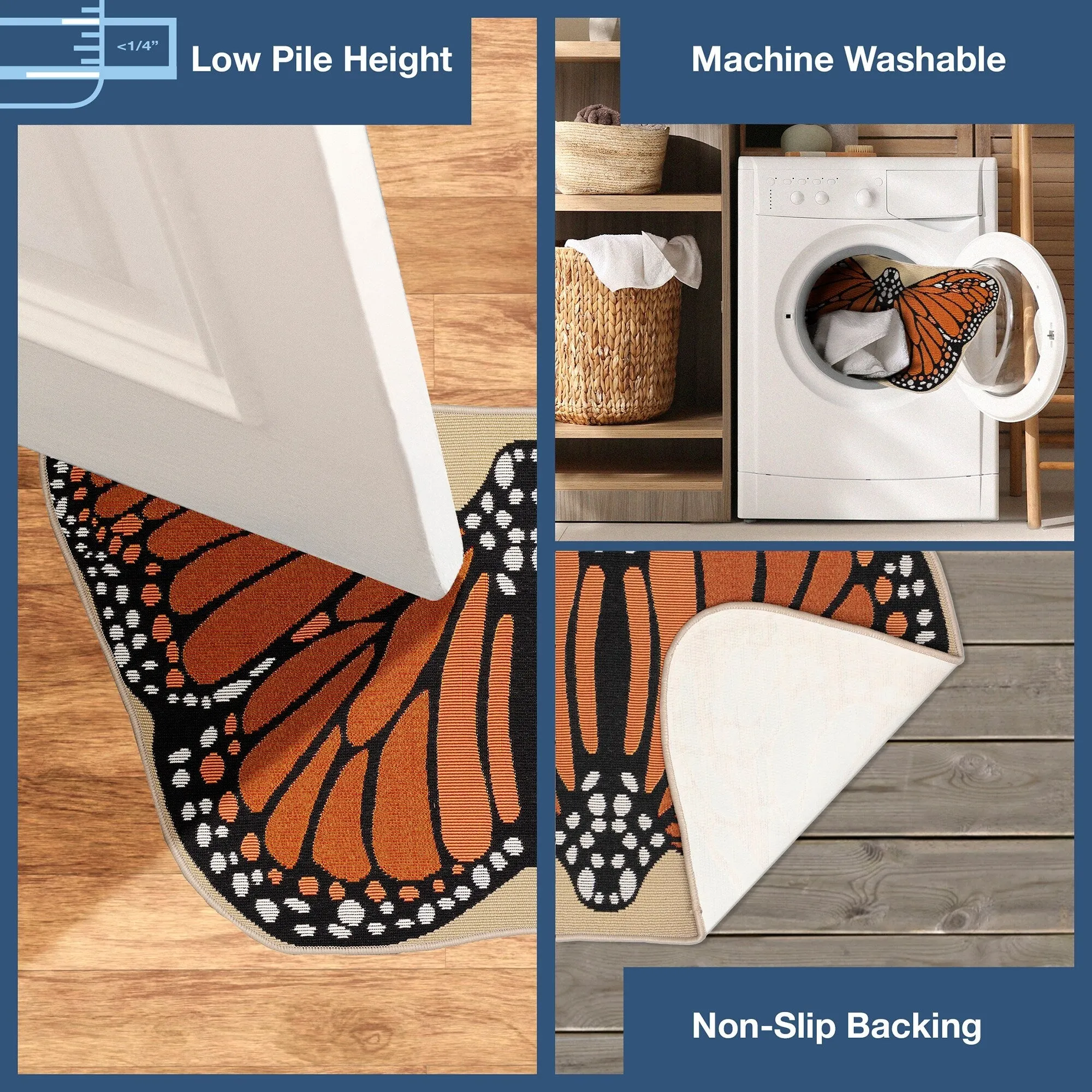 Liora Manne Esencia Monarch Indoor/Outdoor Mat Orange 3'3 x 1'9 SHAPED - 3'3 x 1'9 SHAPED