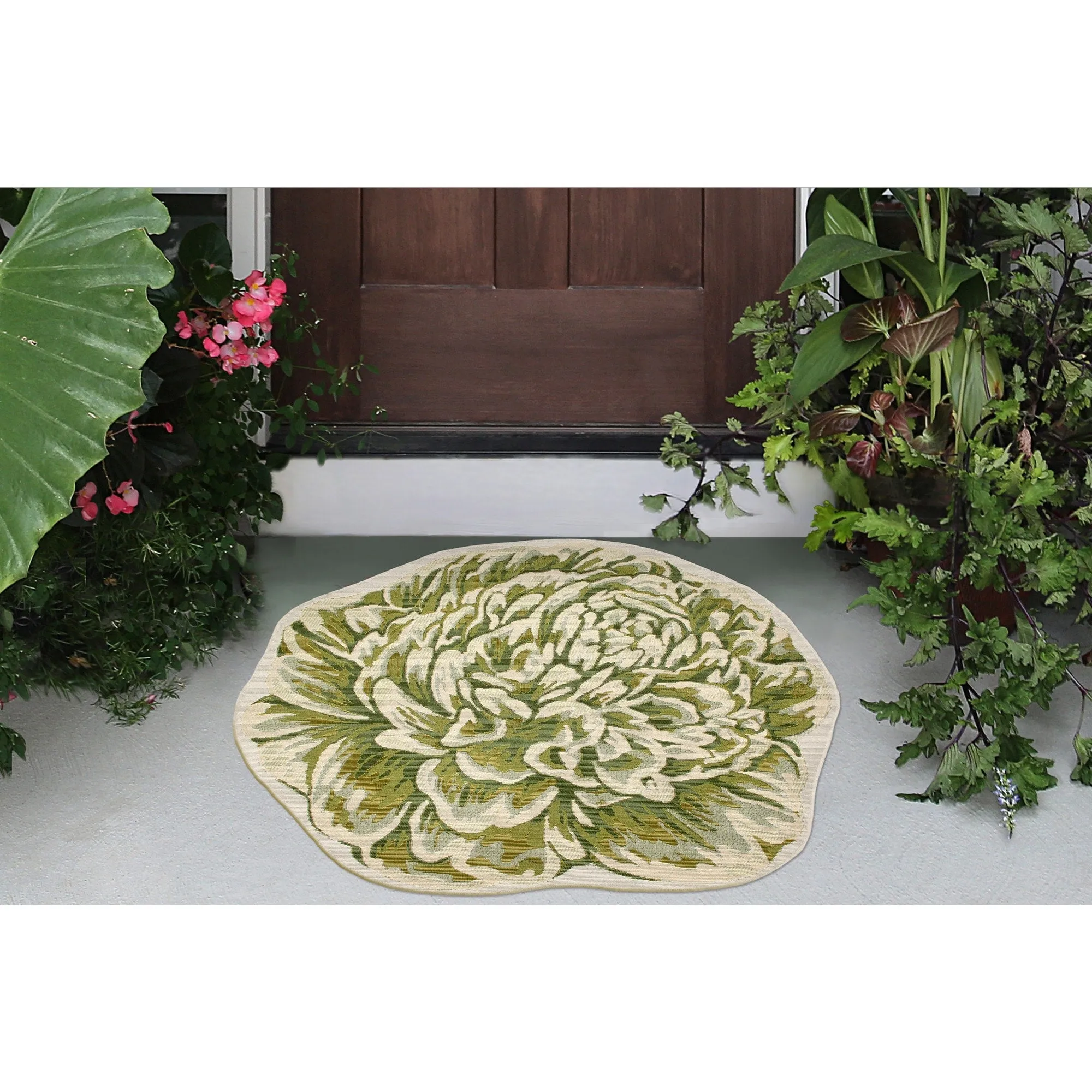 Liora Manne Esencia Mum Indoor/Outdoor Mat Green 3'3x3'3