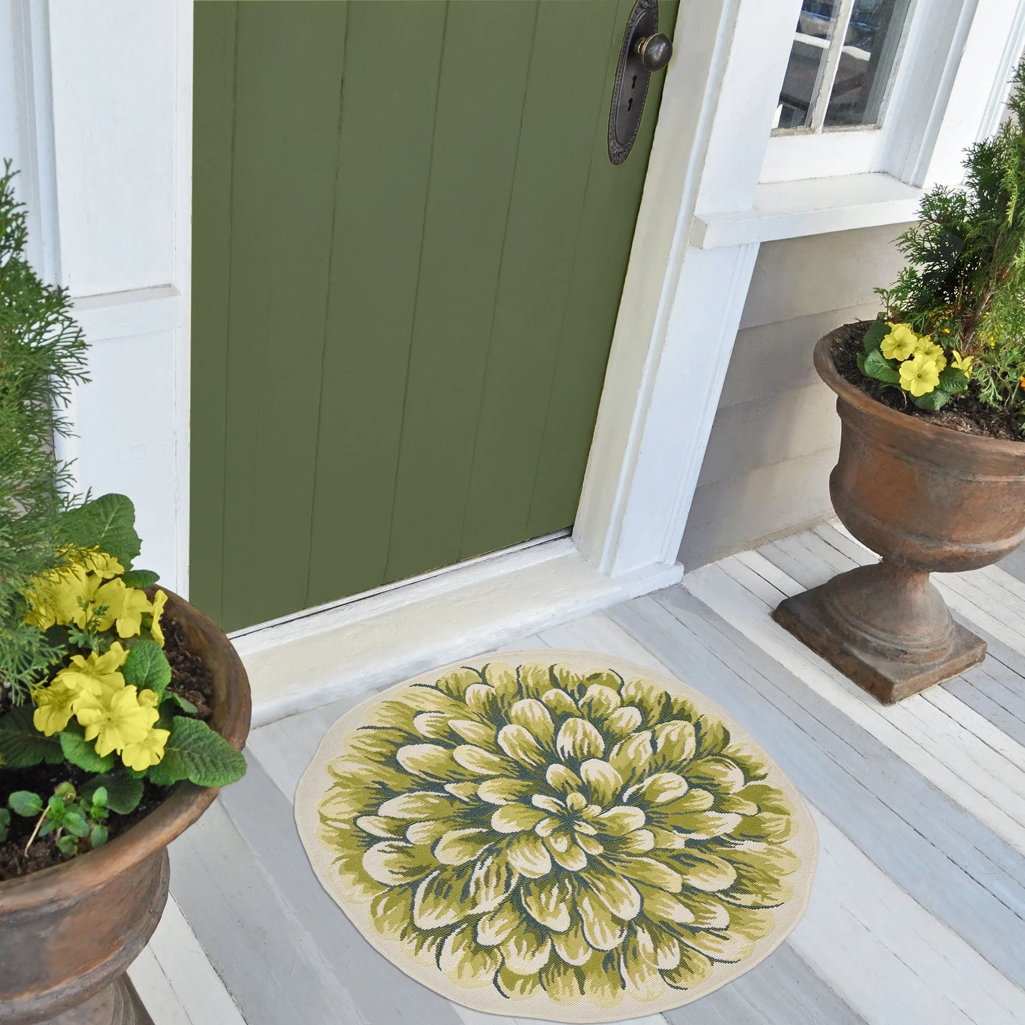 Liora Manne Esencia Mum Indoor/Outdoor Mat Green 3'3x3'3