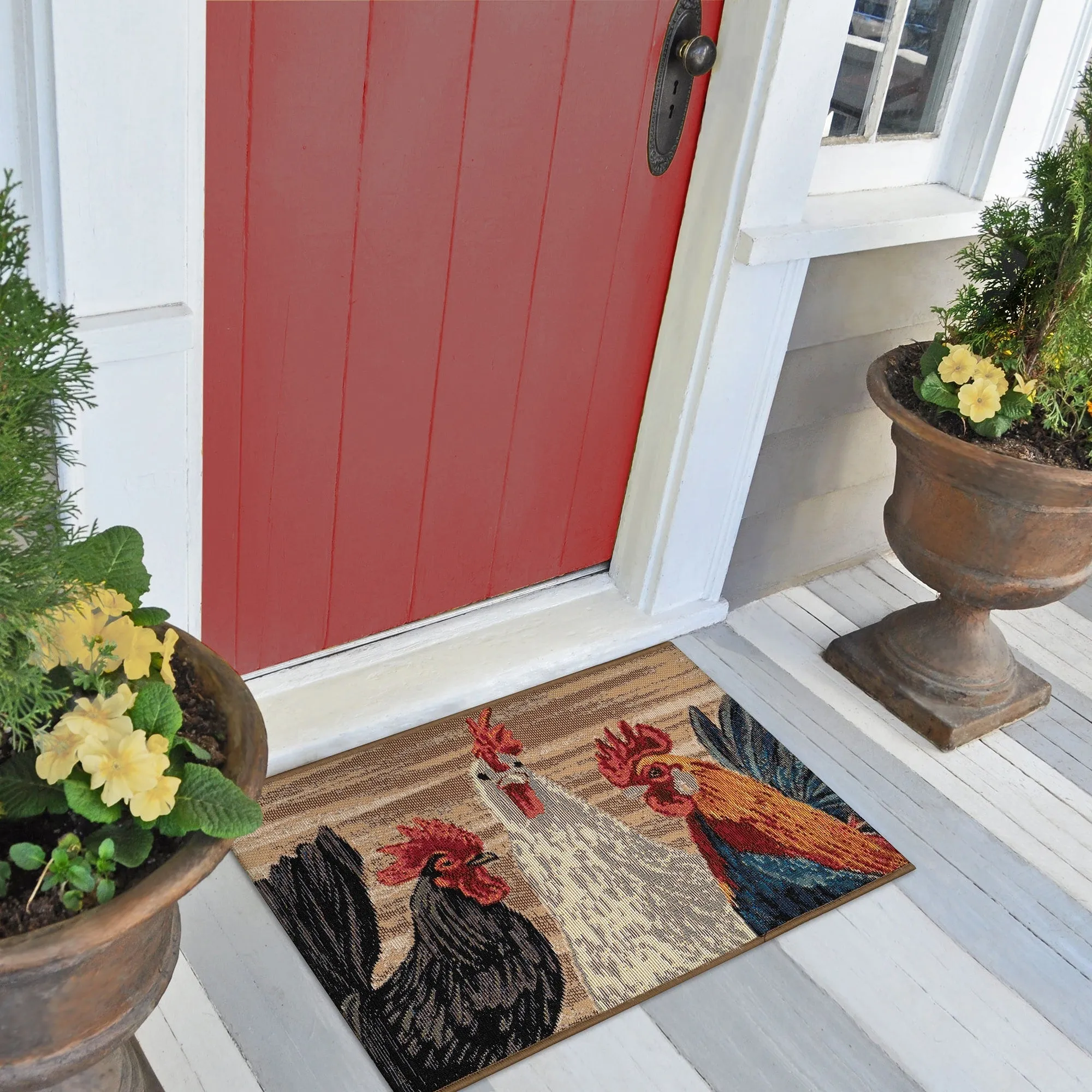 Liora Manne Esencia Three Roosters Indoor/Outdoor Mat