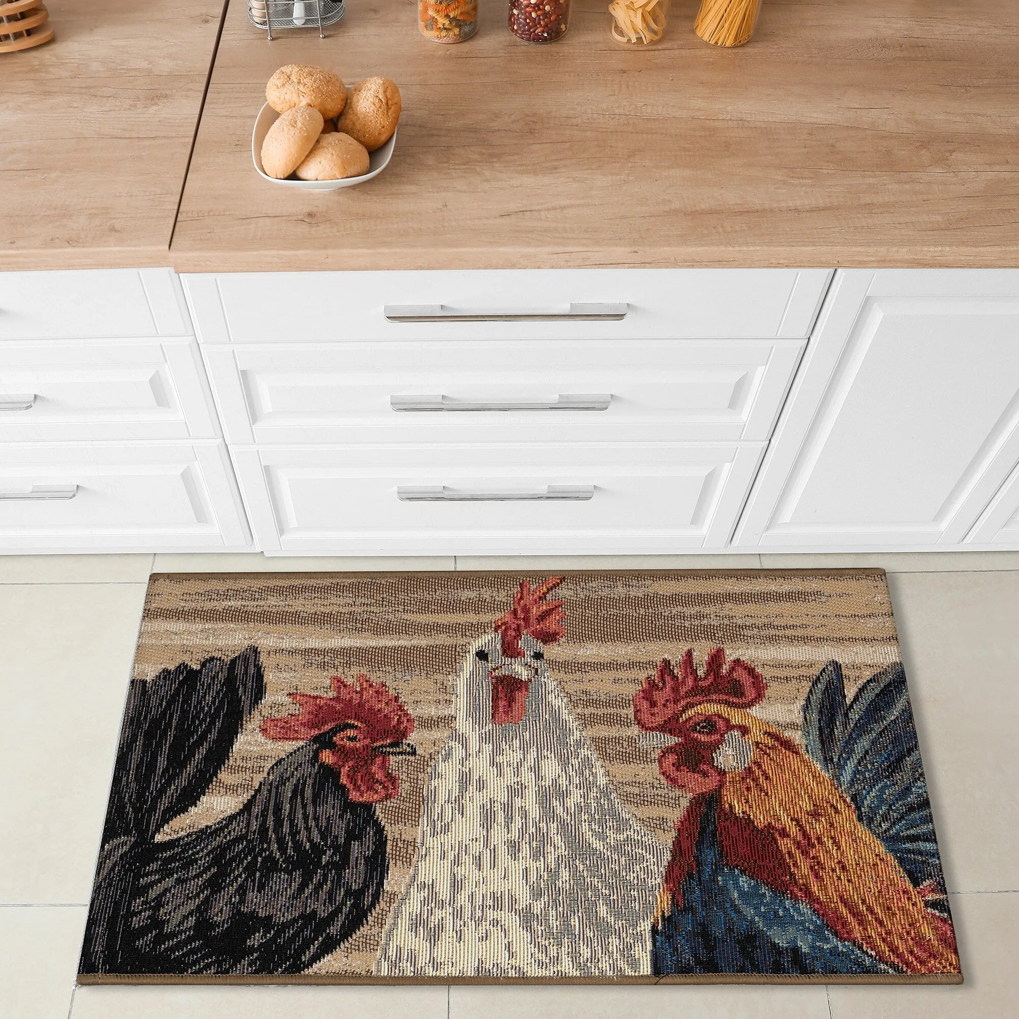 Liora Manne Esencia Three Roosters Indoor/Outdoor Mat