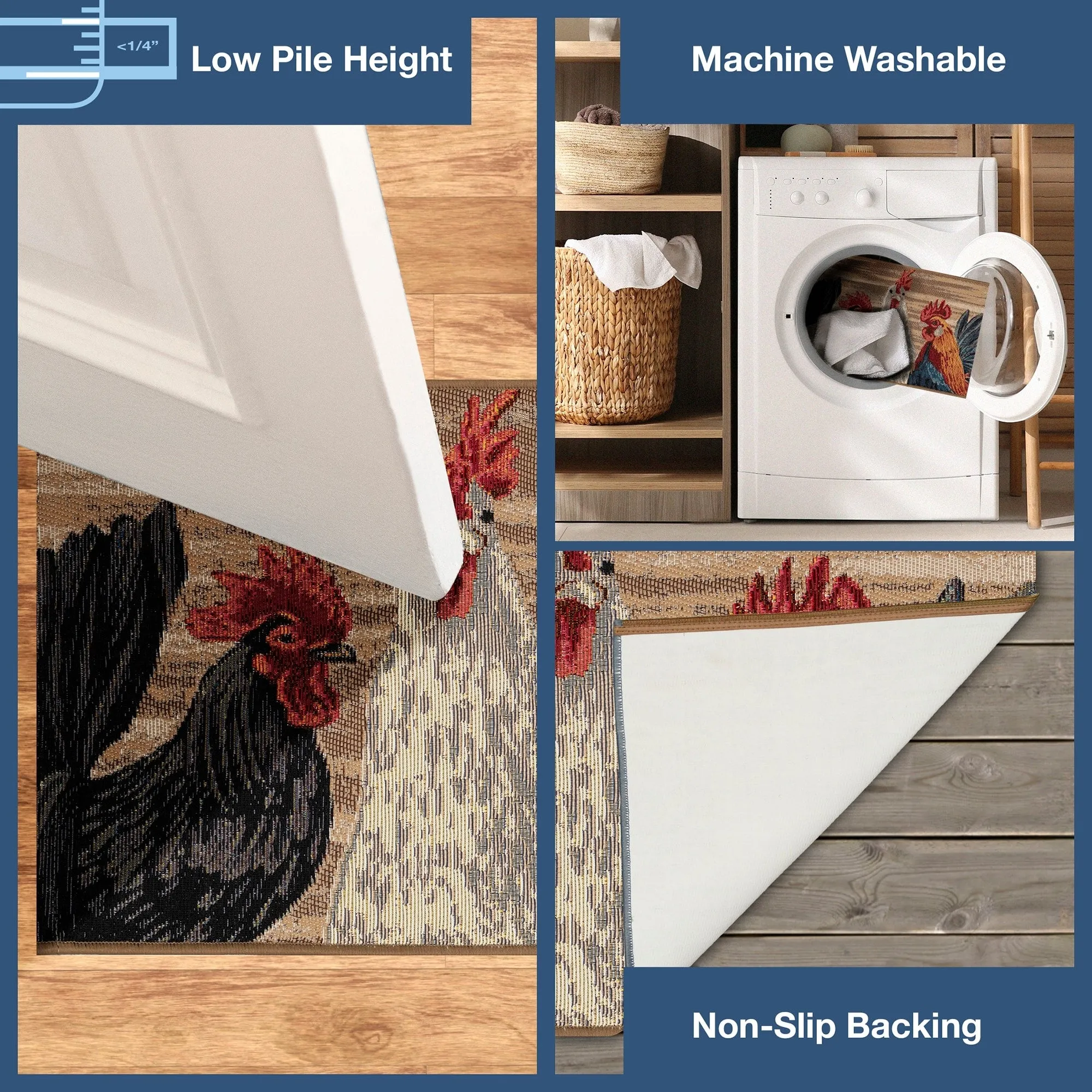 Liora Manne Esencia Three Roosters Indoor/Outdoor Mat