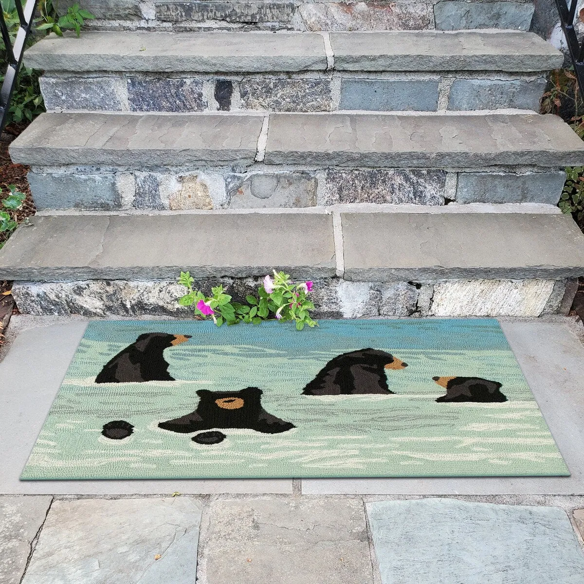 Liora Manne Frontporch Bathing Bears Indoor/Outdoor Rug