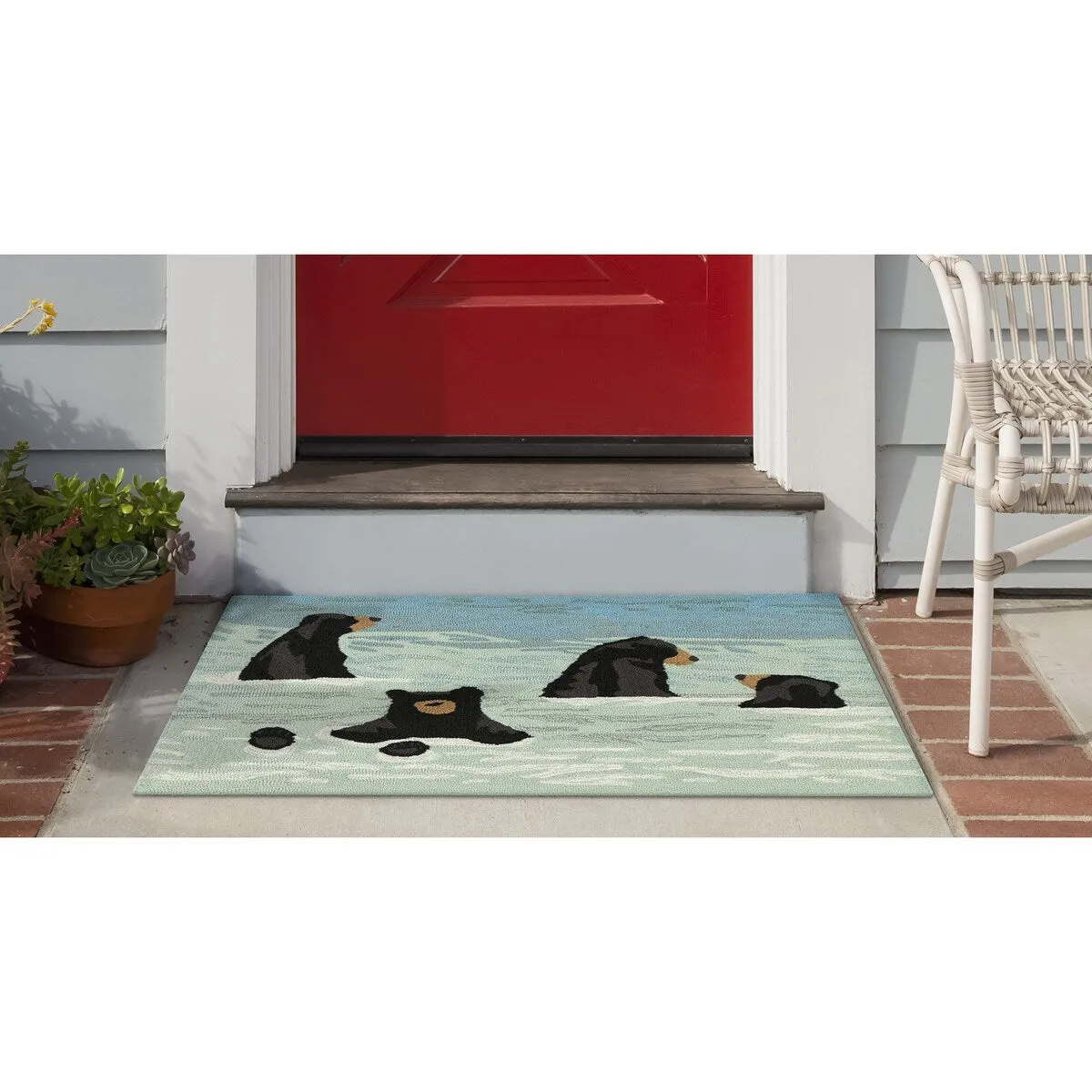 Liora Manne Frontporch Bathing Bears Indoor/Outdoor Rug