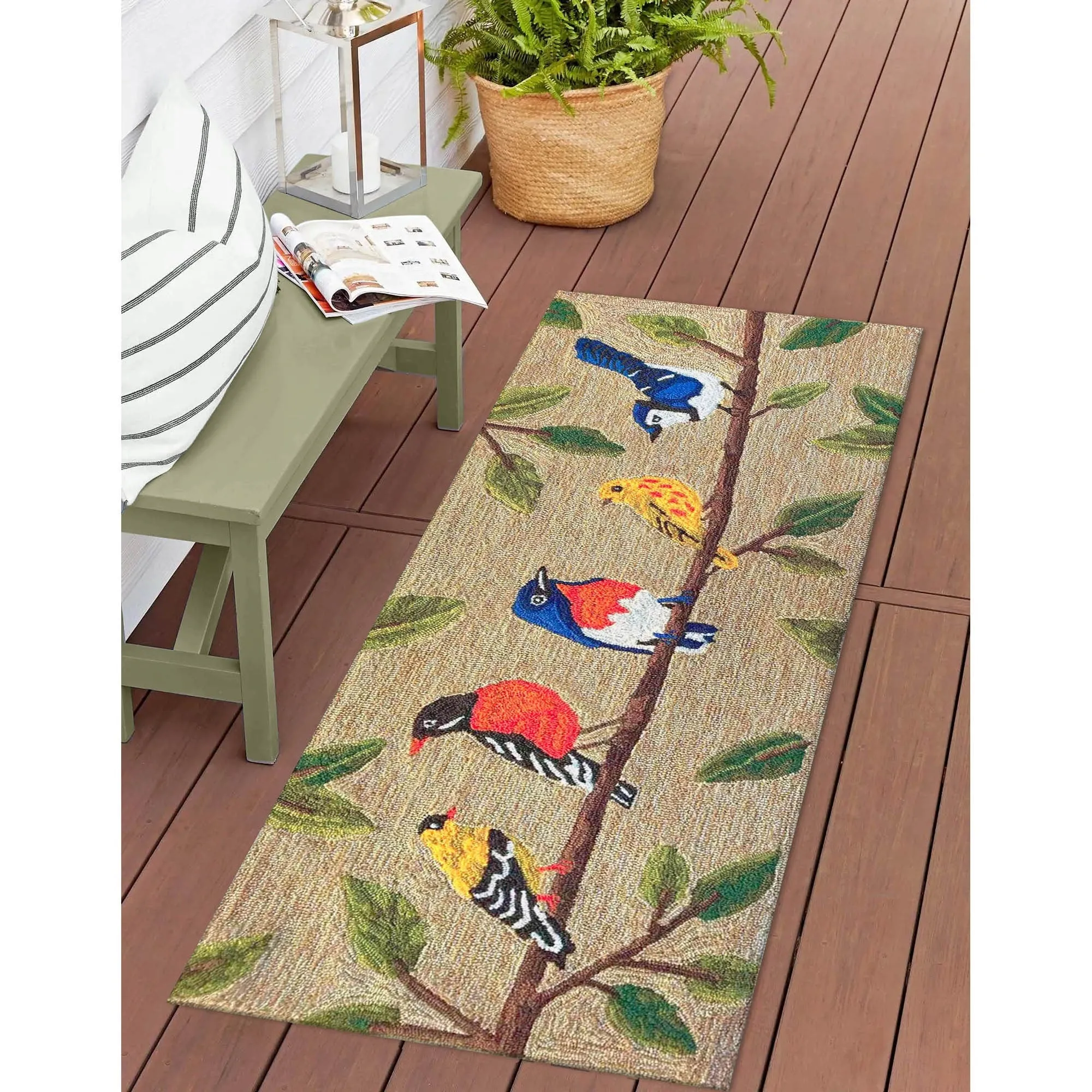 Liora Manne Frontporch Birds On A Branch Indoor/Outdoor Area Rug