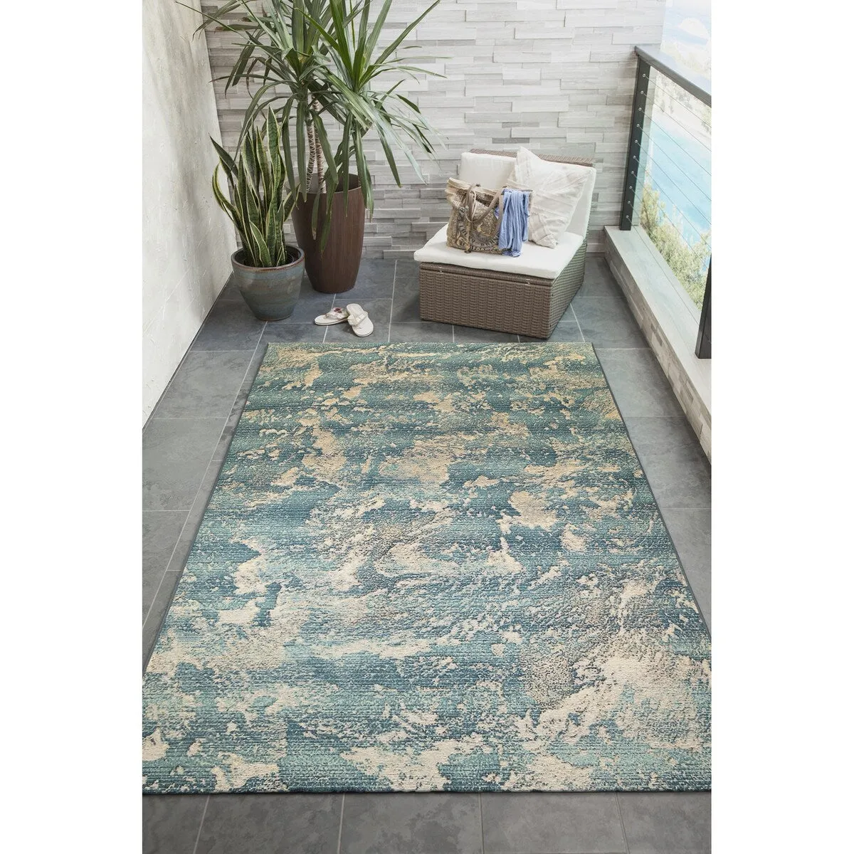 Liora Manne Marina Stormy Sea Abstract Indoor/ Outdoor Area Rug