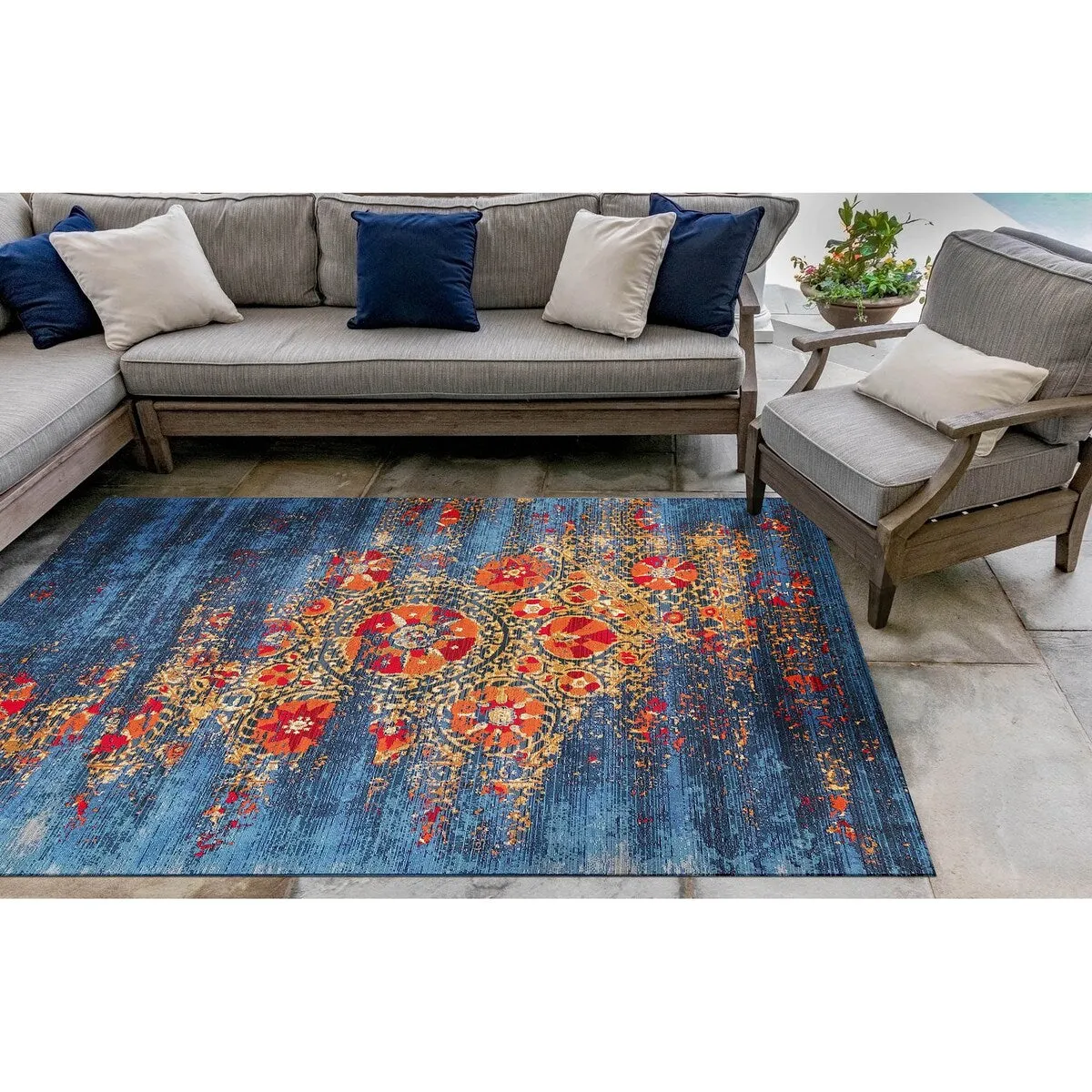 Liora Manne Marina Suzanie Indoor/Outdoor Rug Blue