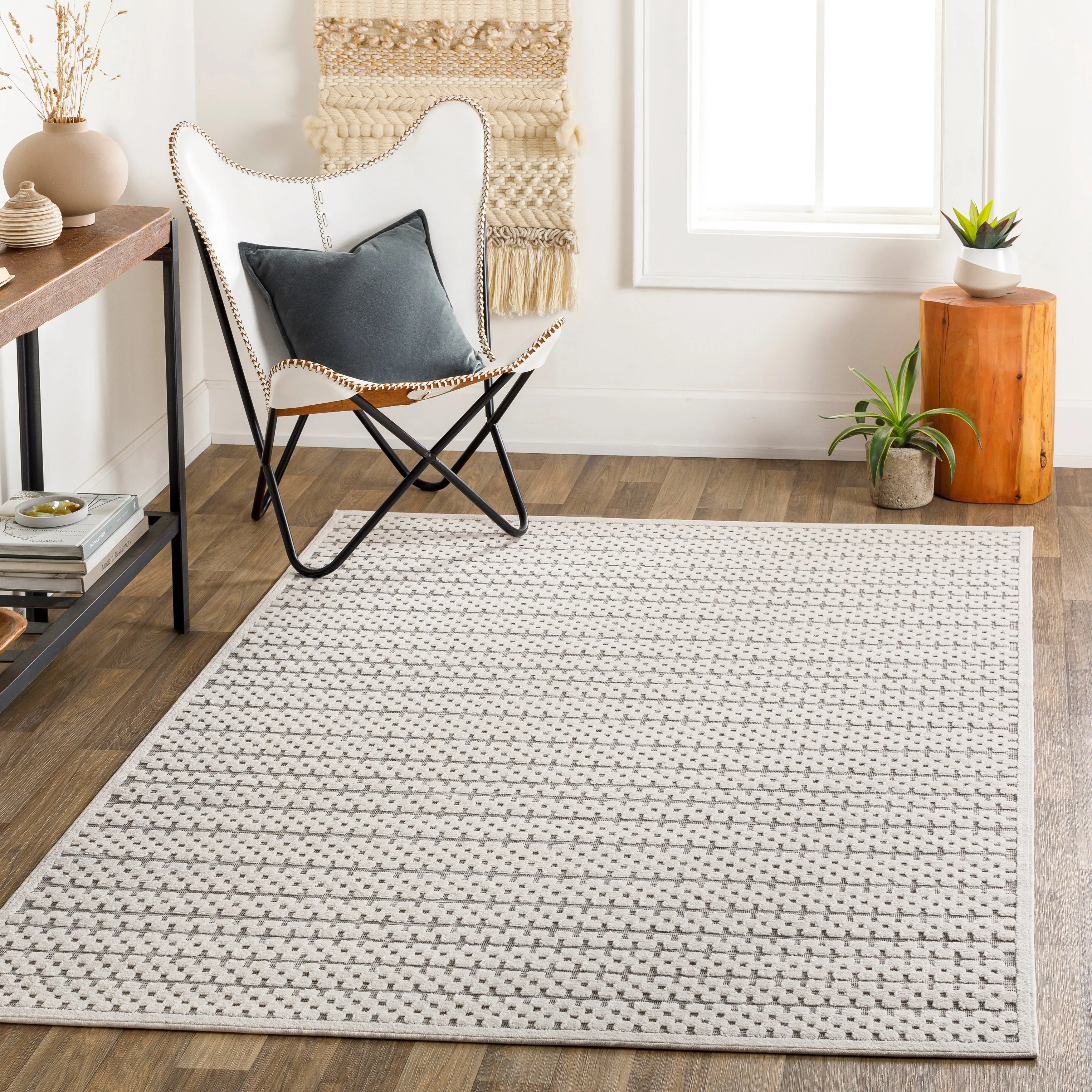 Livabliss Brennah Indoor/ Outdoor Checkered Stripe Area Rug