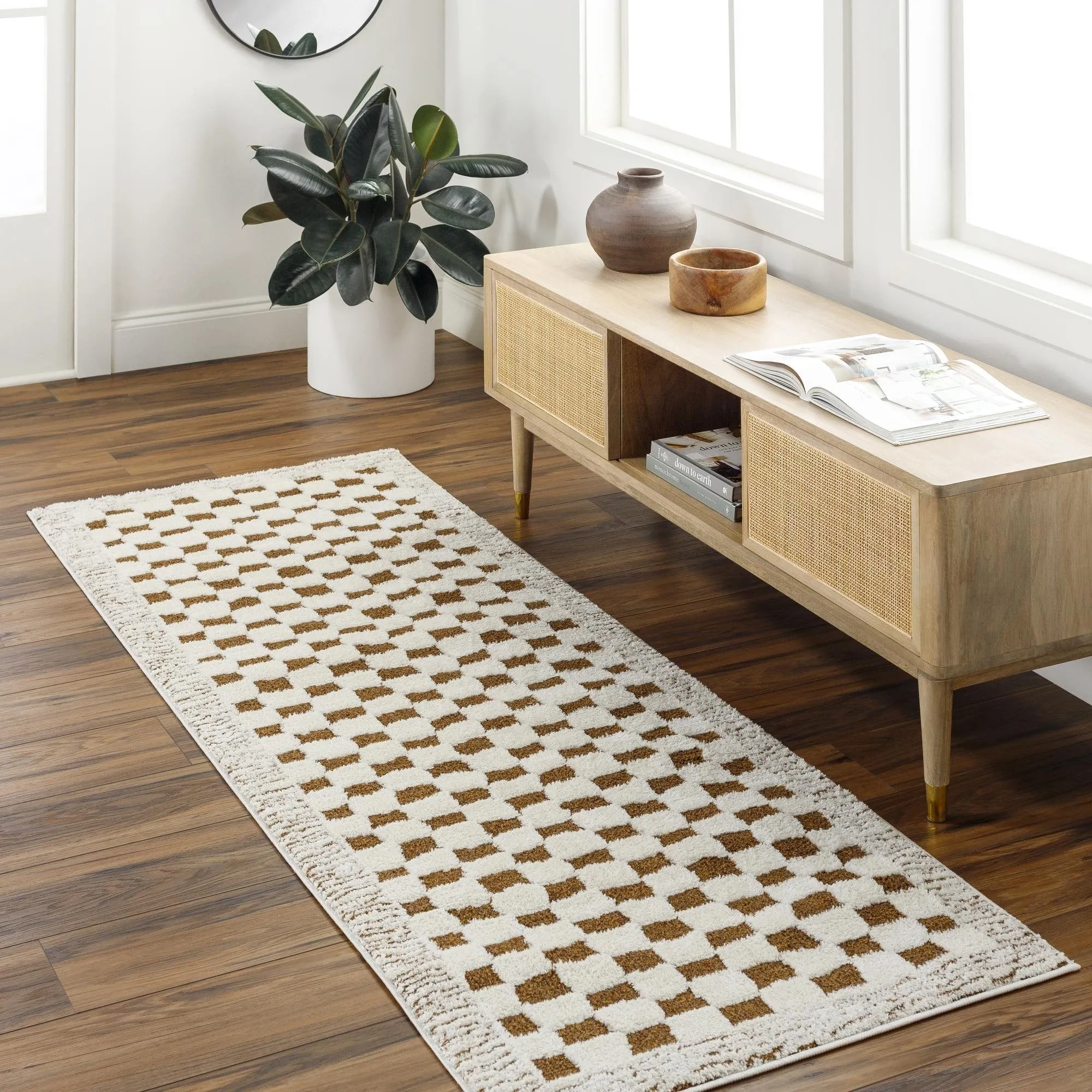 Livabliss Freud Art Deco Checkered Area Rug