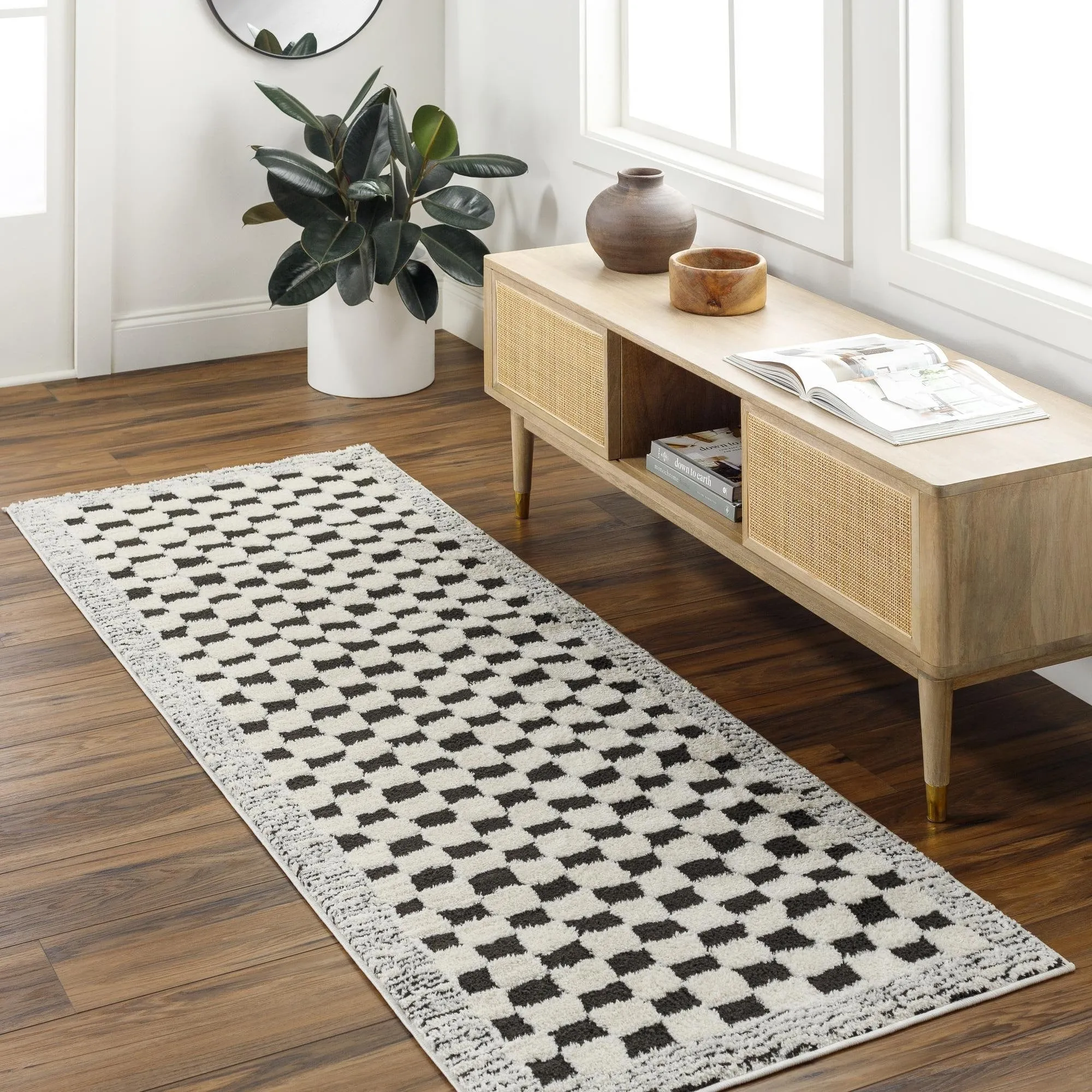 Livabliss Freud Art Deco Checkered Area Rug