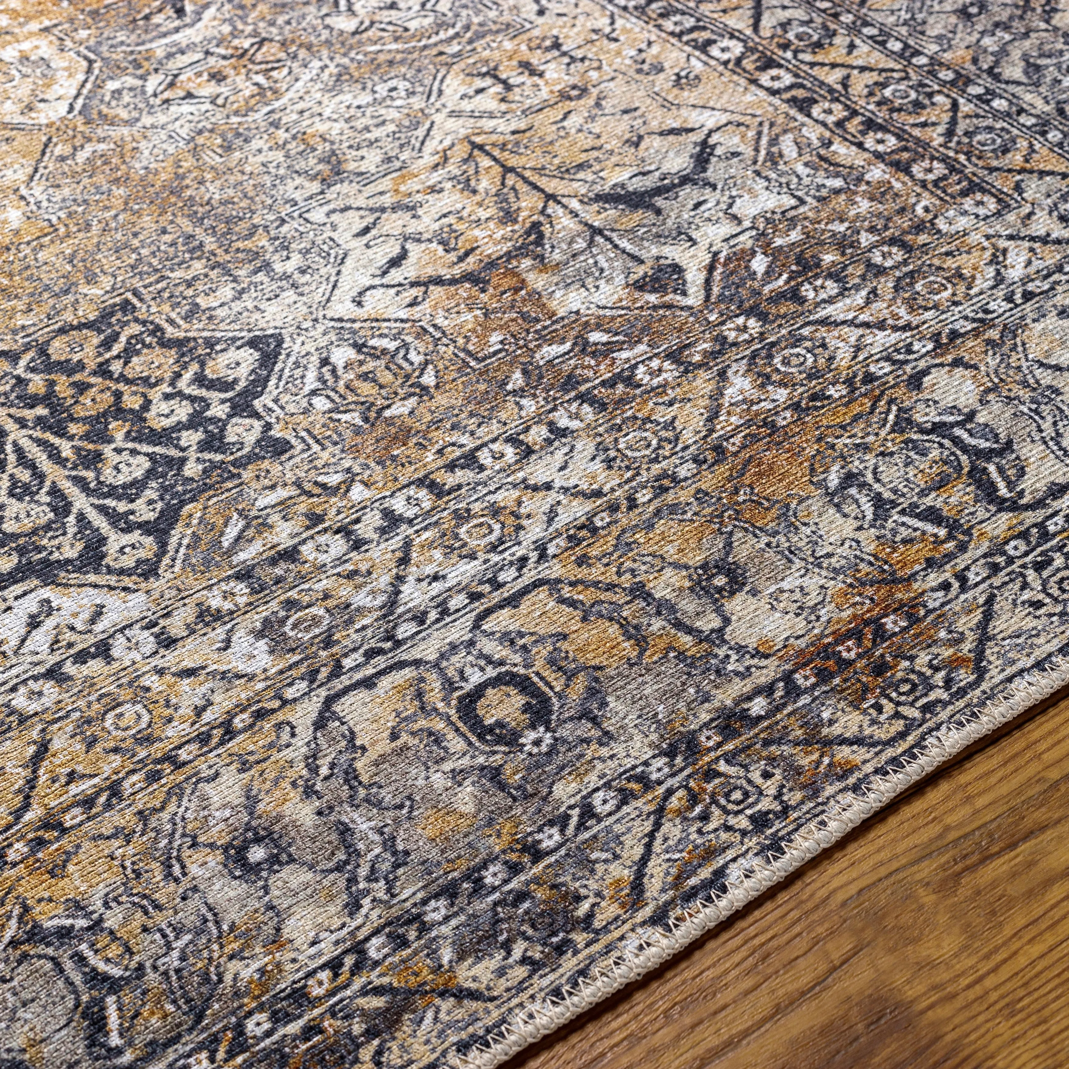 Livabliss Hieronym Traditional Floral Machine Washable Area Rug