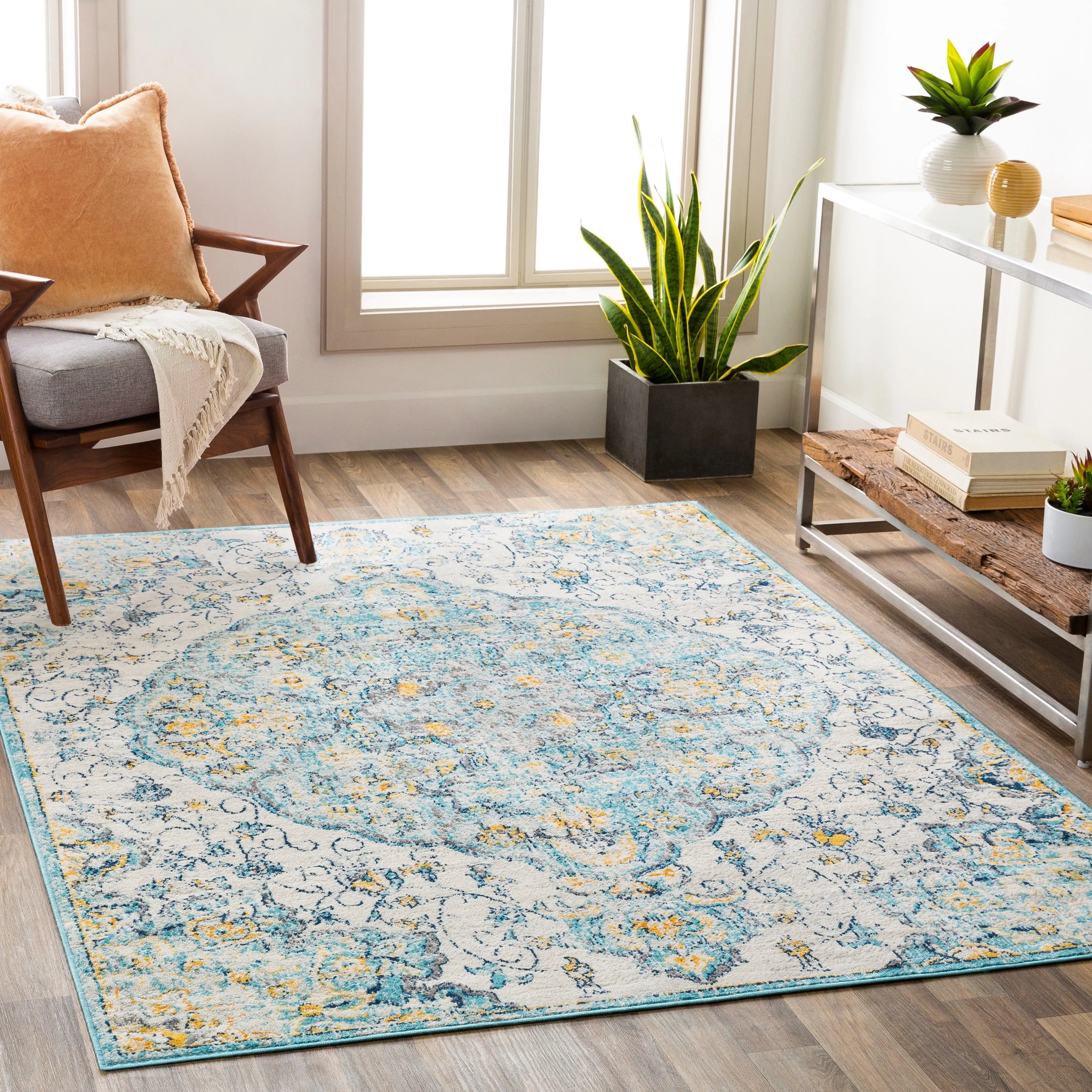 Livabliss Okeefe Vibrant Floral Medallion Area Rug