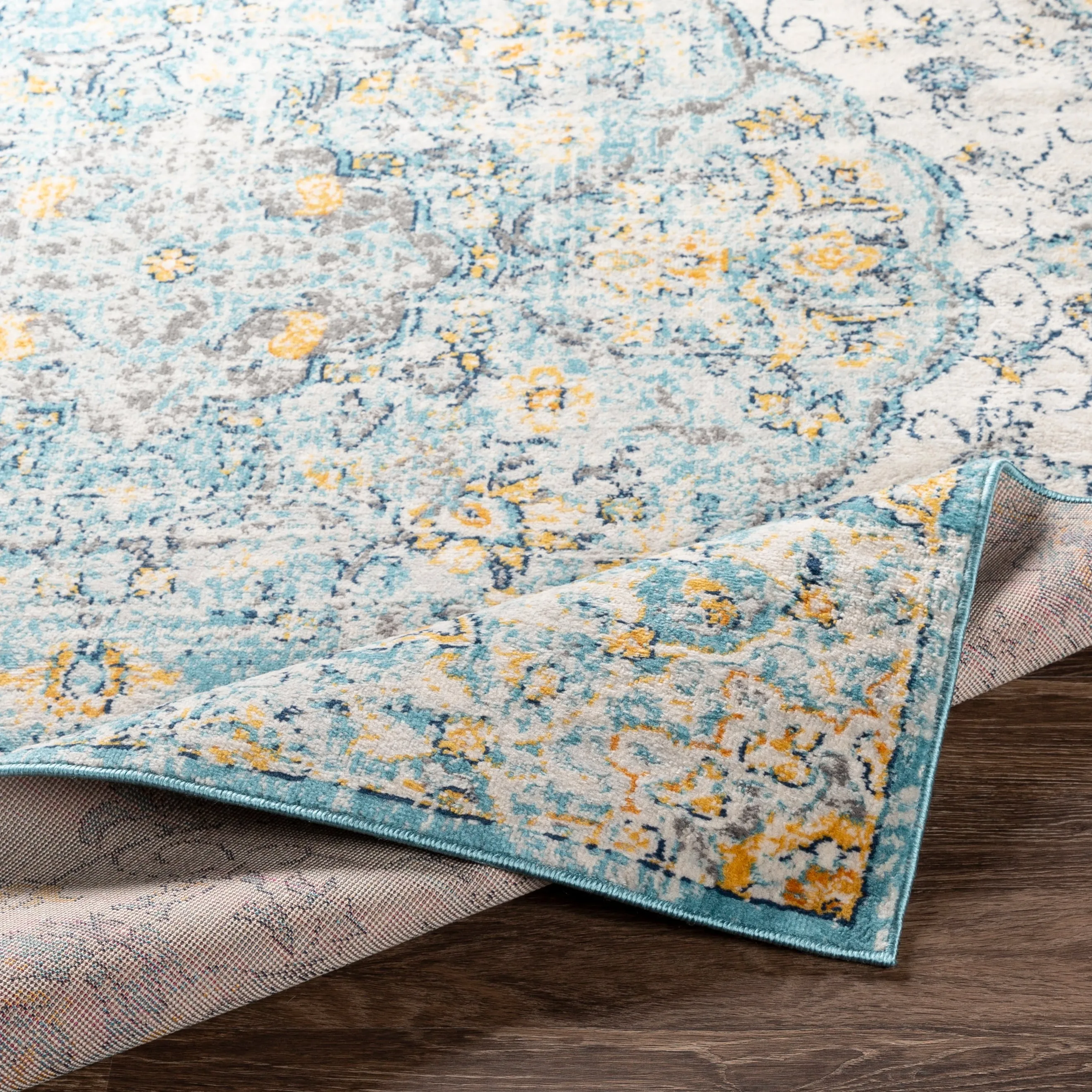 Livabliss Okeefe Vibrant Floral Medallion Area Rug
