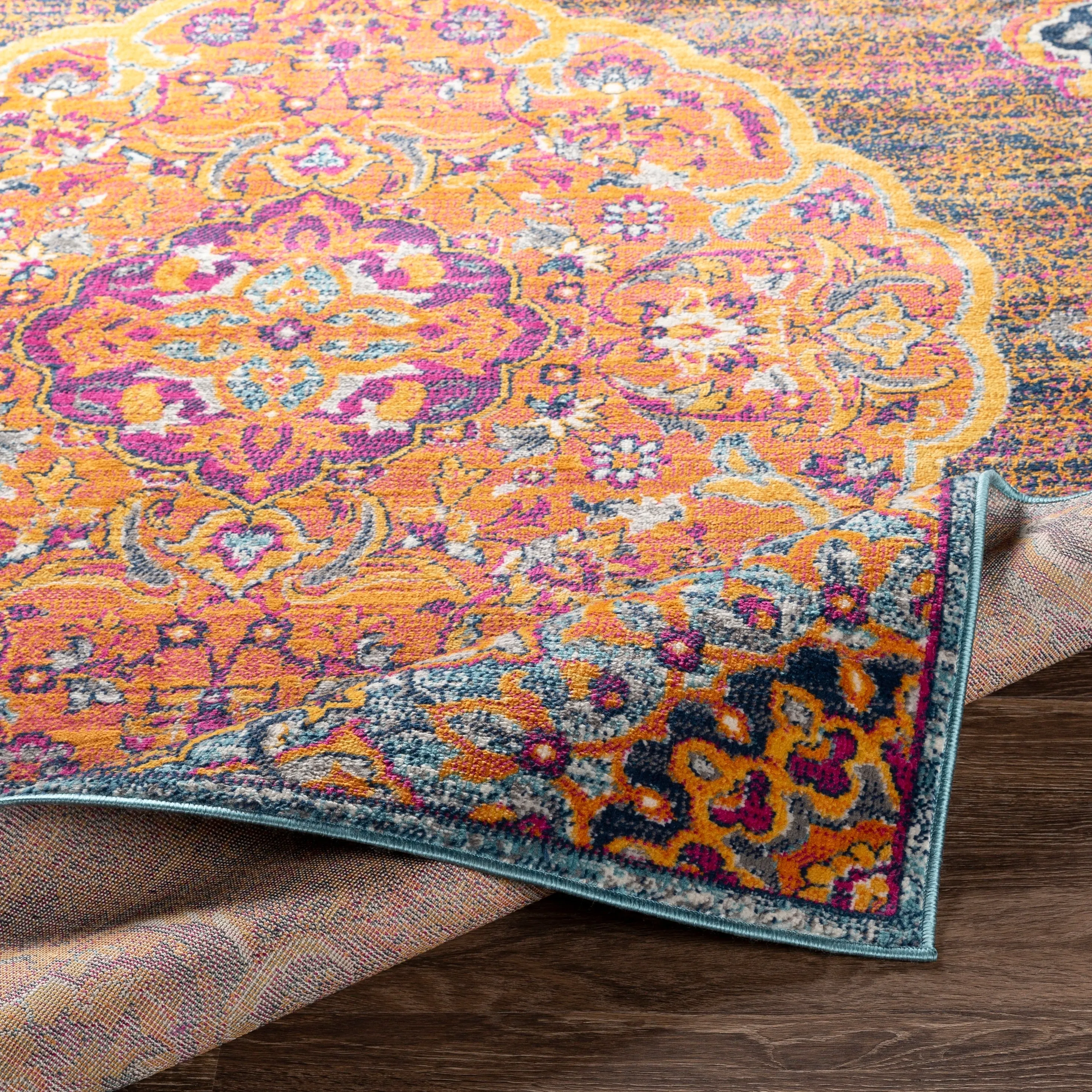 Livabliss Okeefe Vibrant Floral Medallion Area Rug