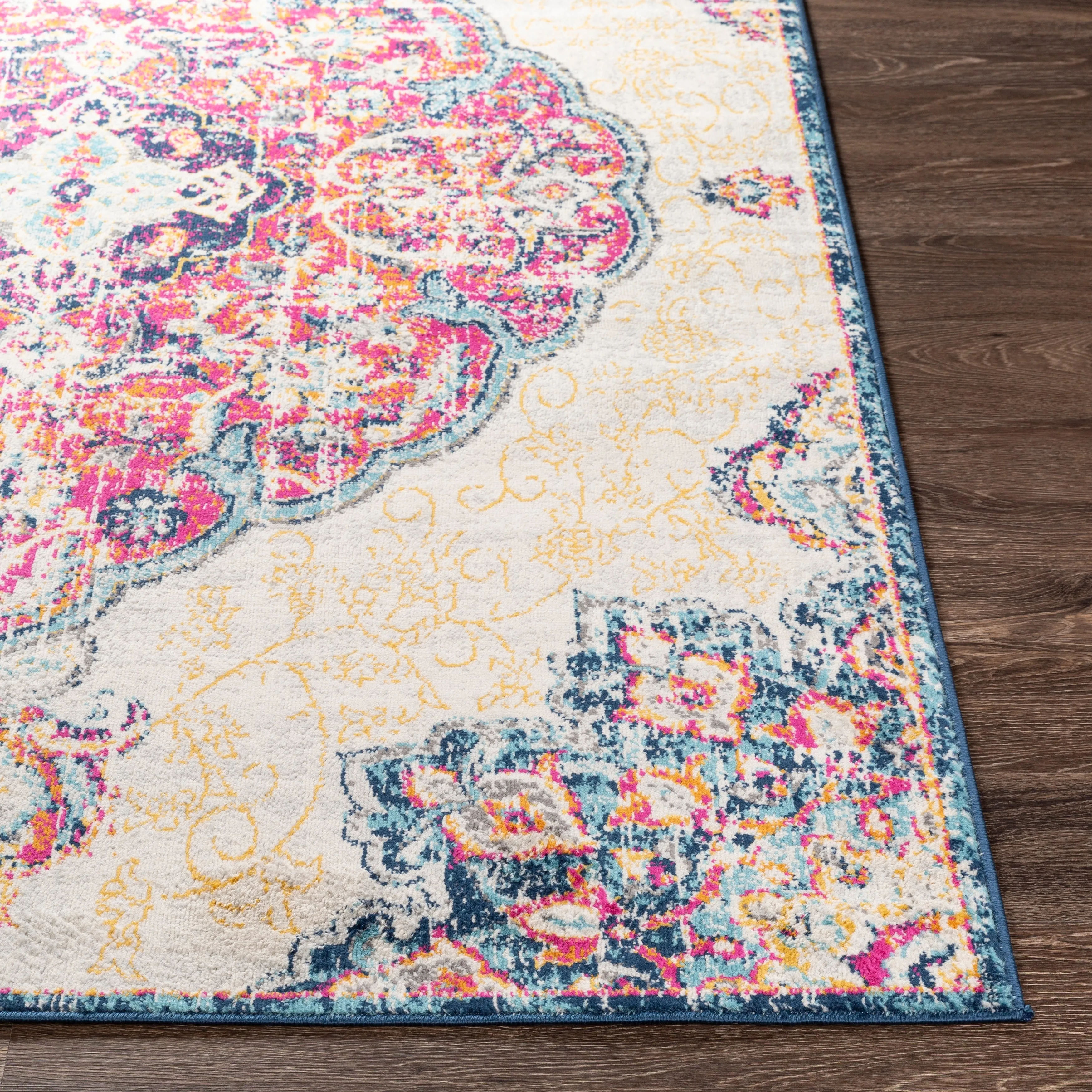Livabliss Okeefe Vibrant Floral Medallion Area Rug