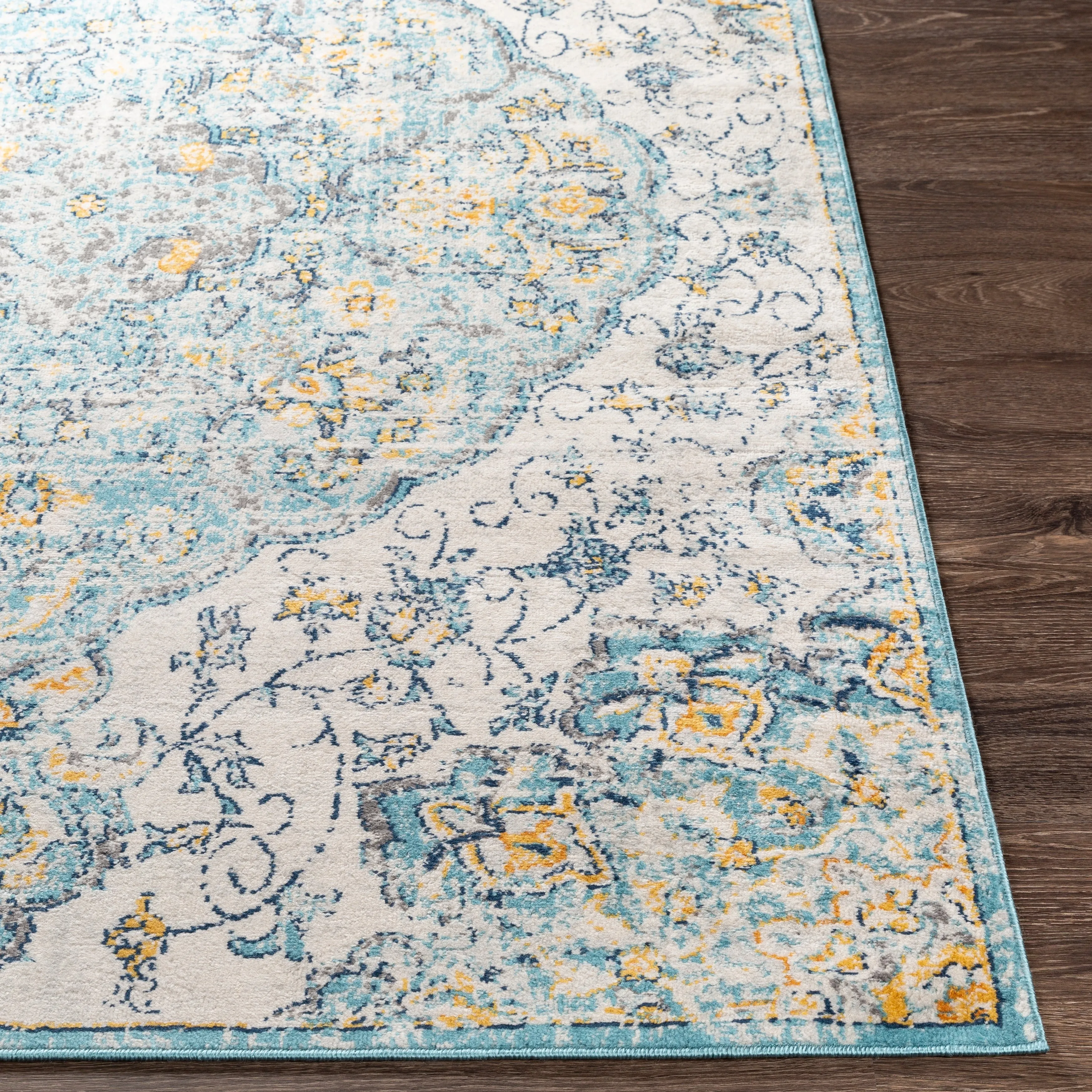 Livabliss Okeefe Vibrant Floral Medallion Area Rug