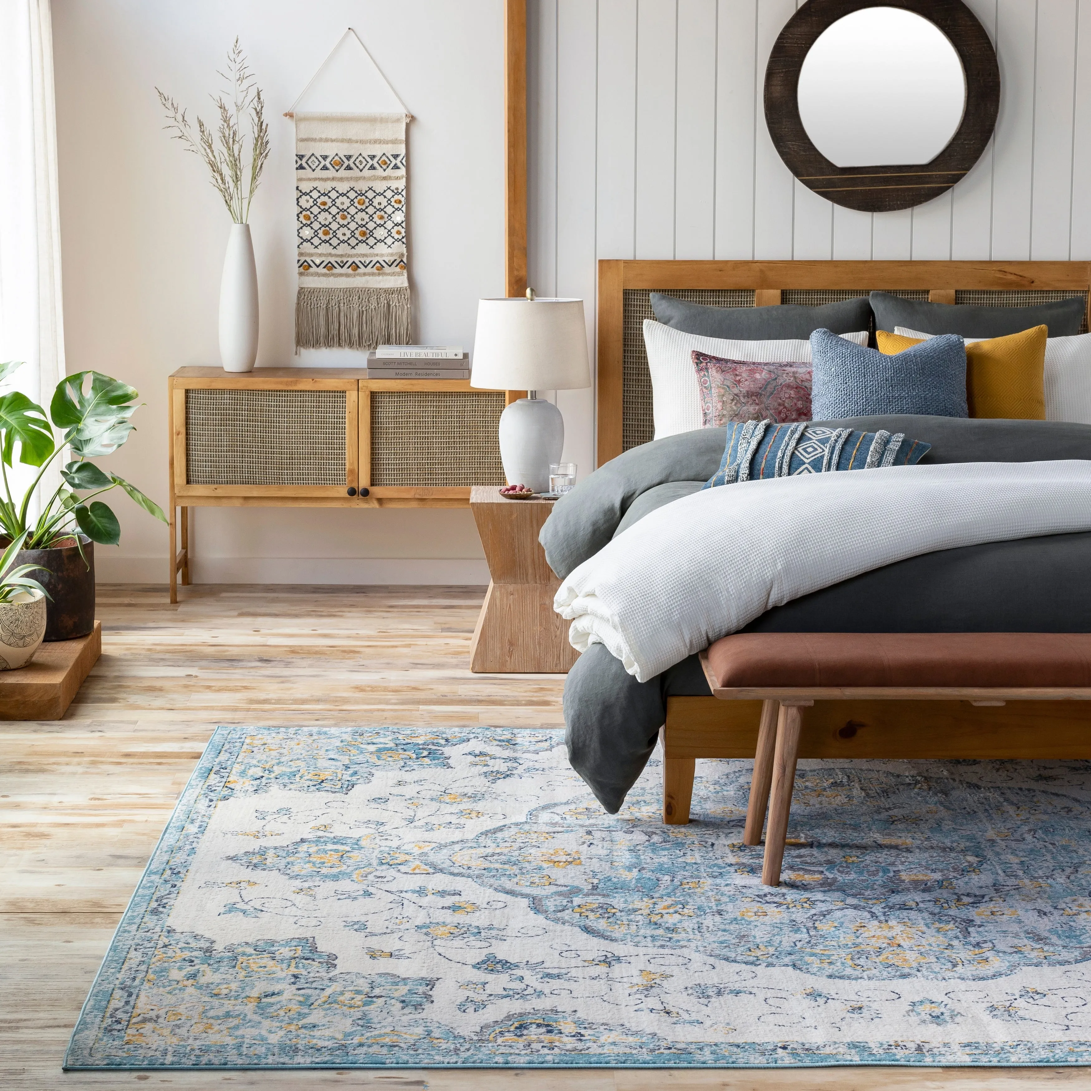 Livabliss Okeefe Vibrant Floral Medallion Area Rug