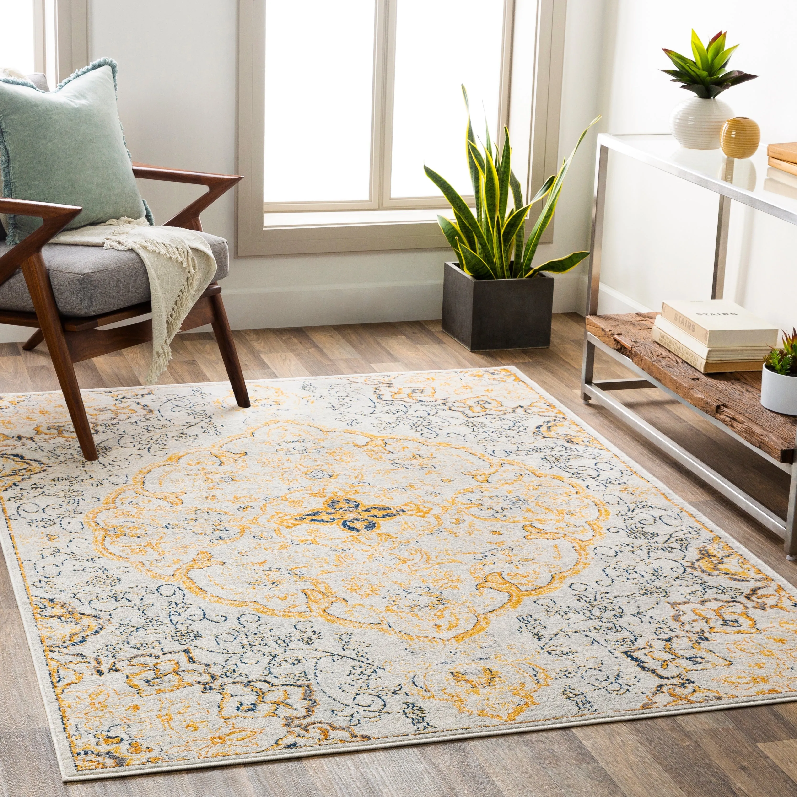 Livabliss Okeefe Vibrant Floral Medallion Area Rug