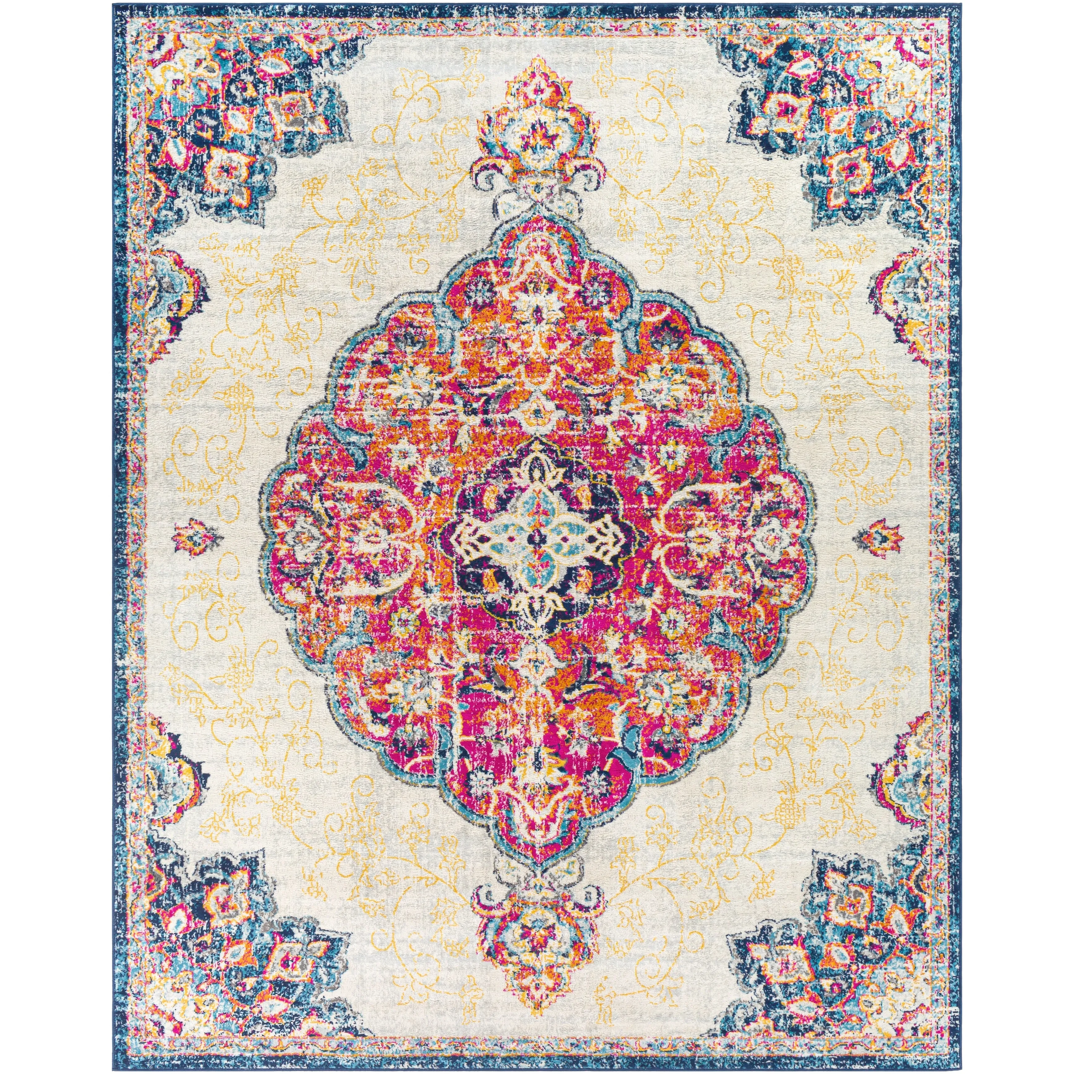 Livabliss Okeefe Vibrant Floral Medallion Area Rug