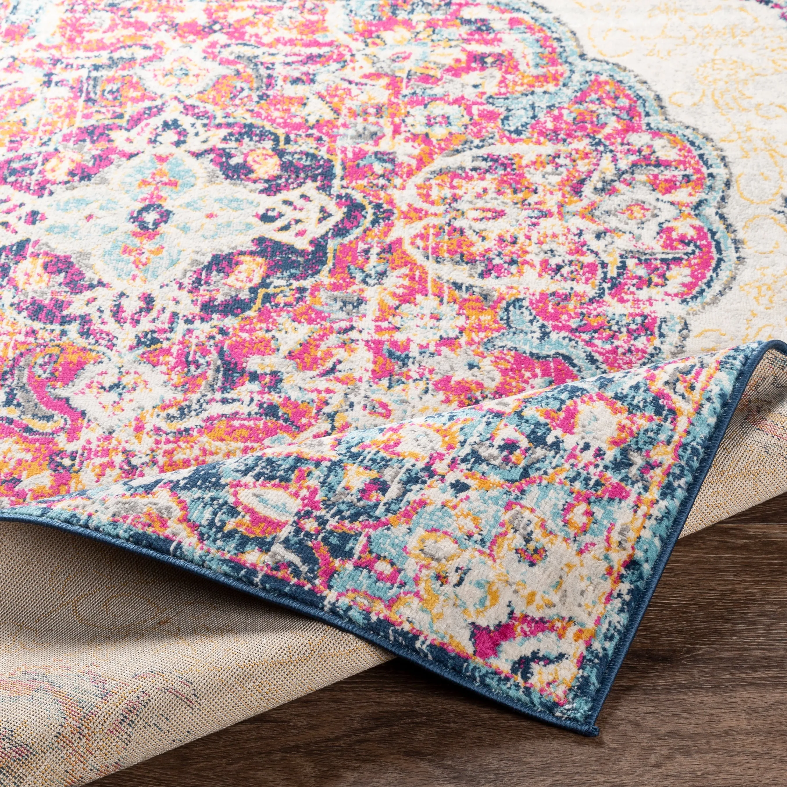 Livabliss Okeefe Vibrant Floral Medallion Area Rug