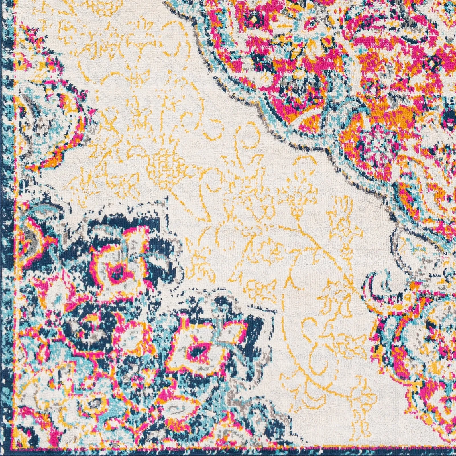Livabliss Okeefe Vibrant Floral Medallion Area Rug